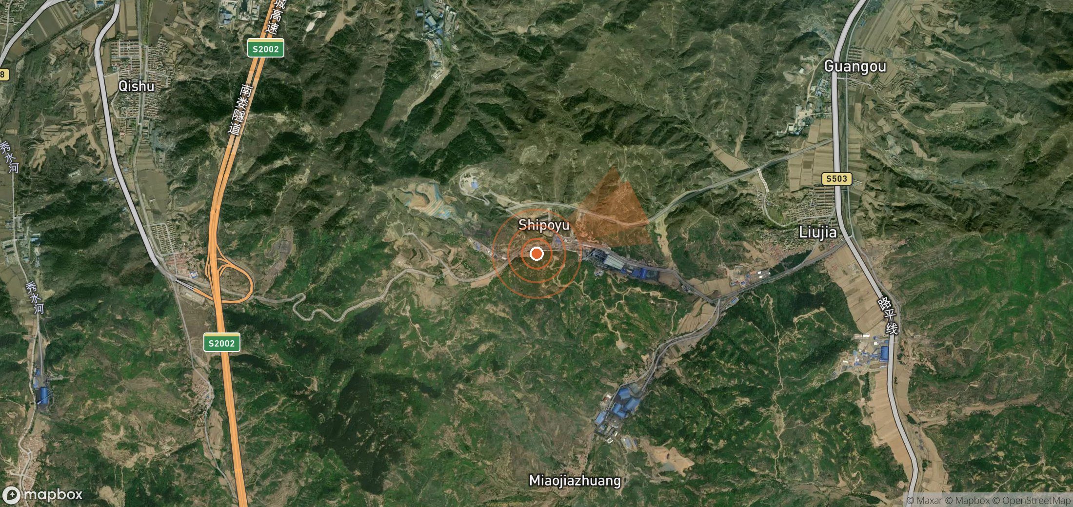 Satellite map of methane plume locations in China