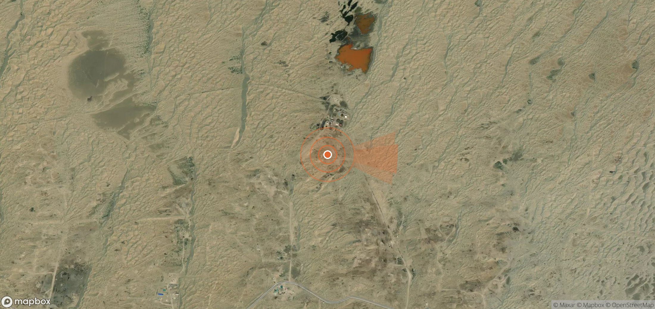 Mapa satelital de plumas de metano en Turkmenistán