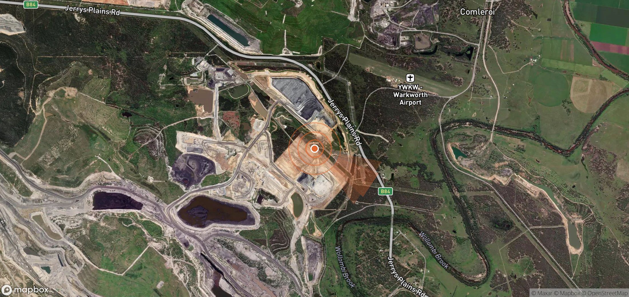 Satellite map of methane plume locations in Australia