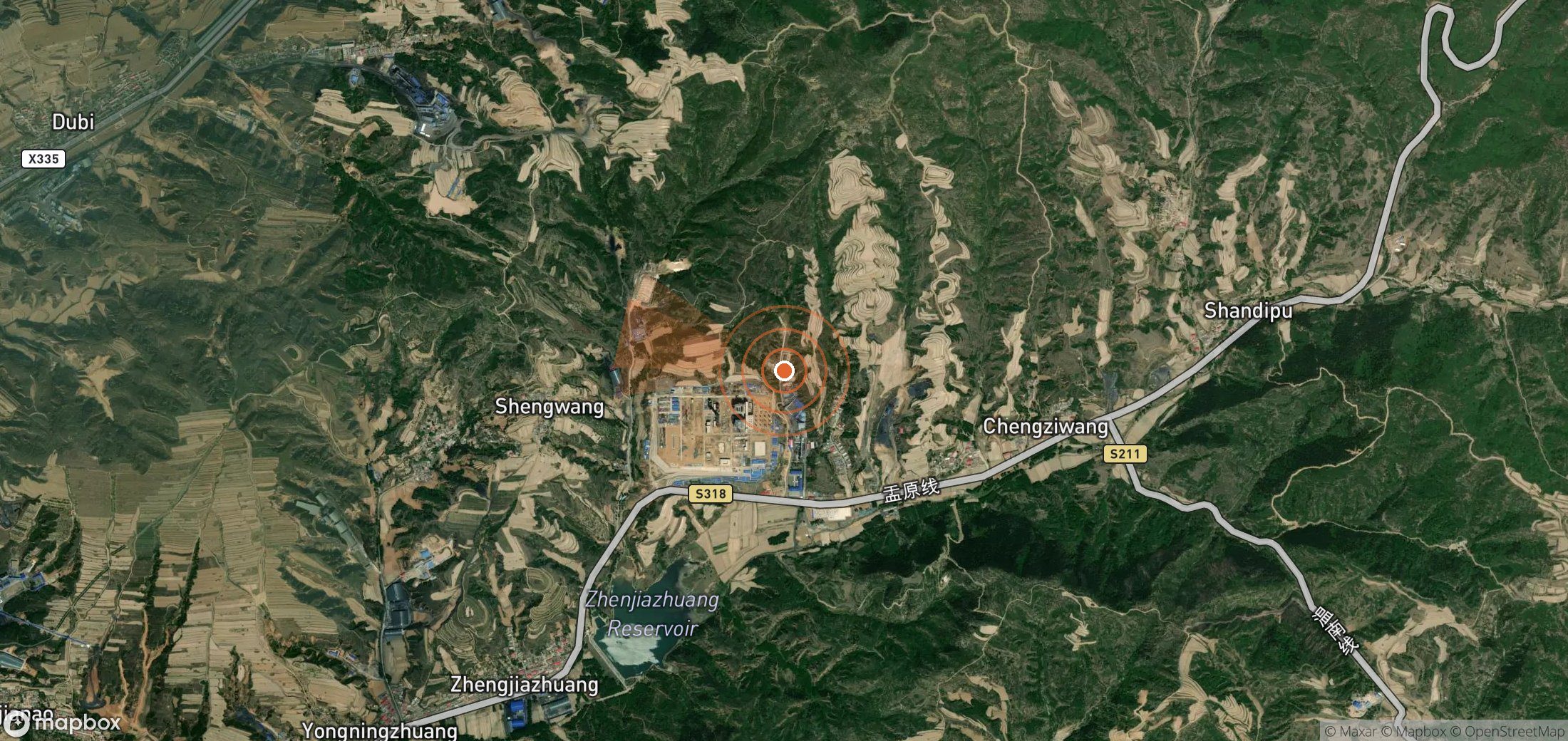 Satellite map of methane plume locations in China