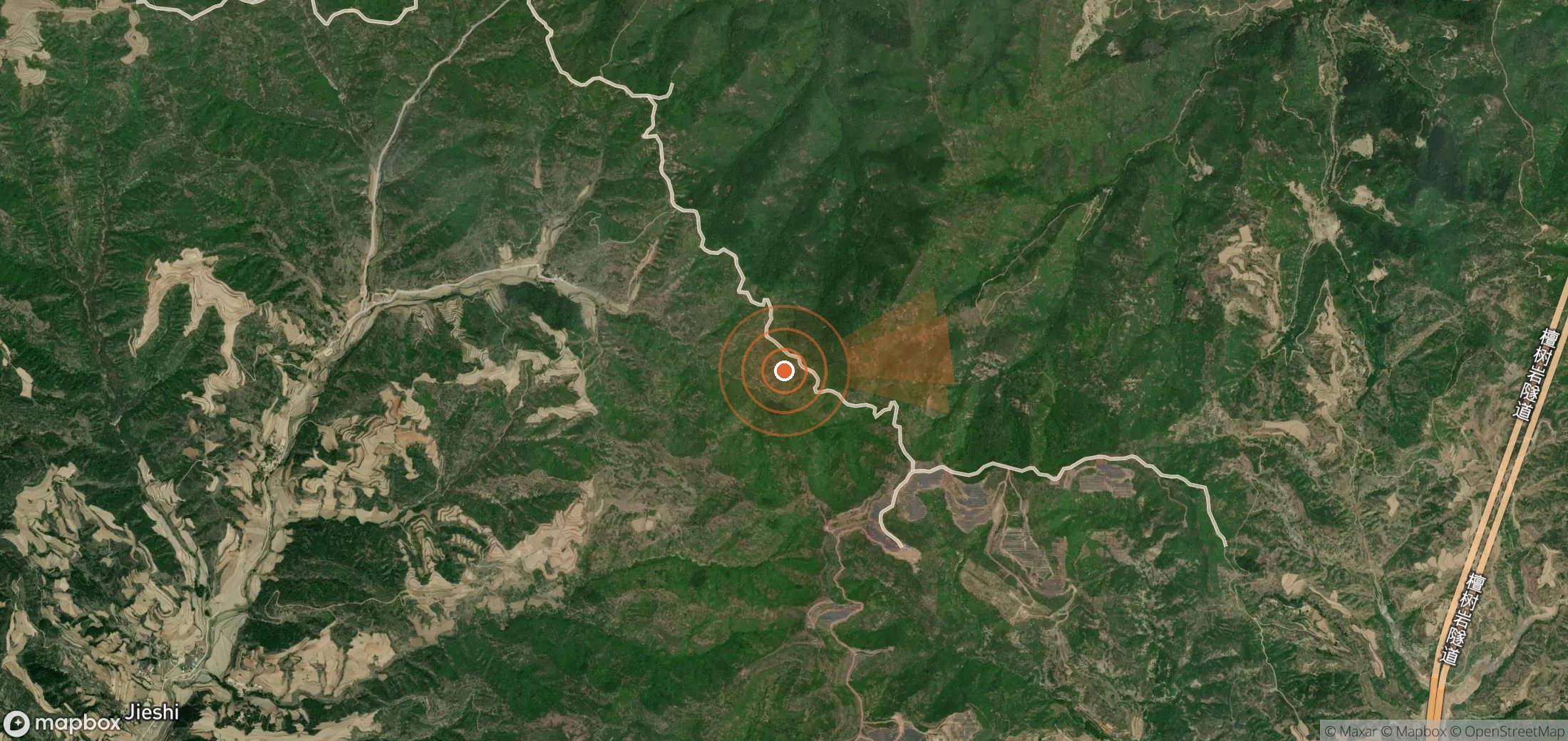Satellite map of methane plume locations in China