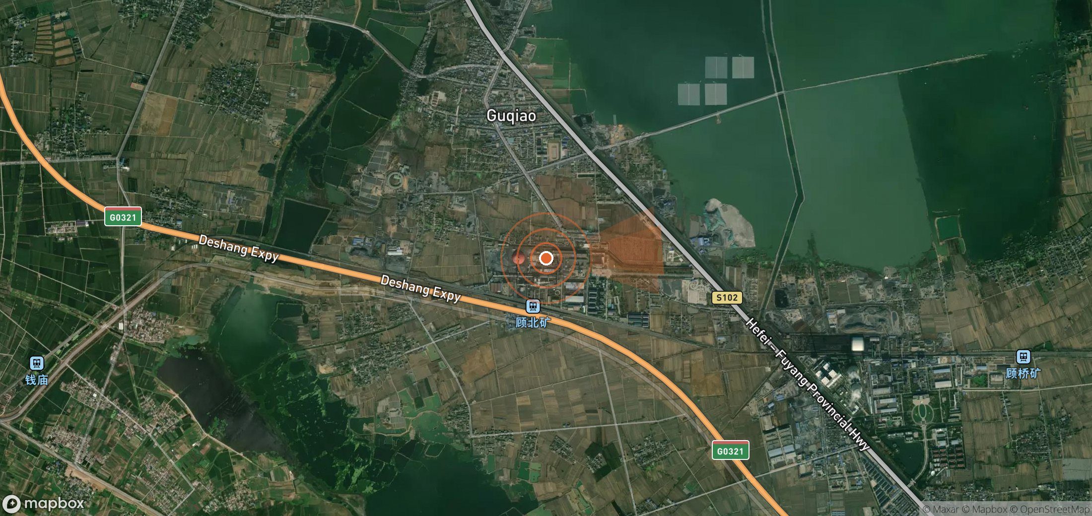 Satellite map of methane plume locations in China