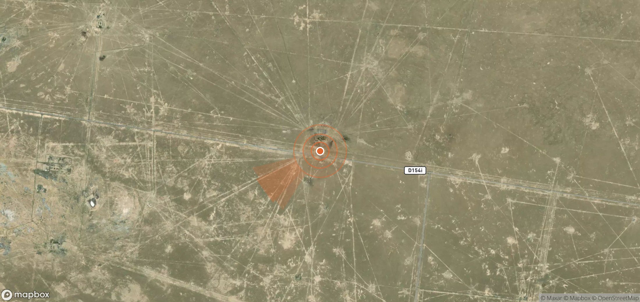 Satellite map of methane plume locations in Uzbekistan