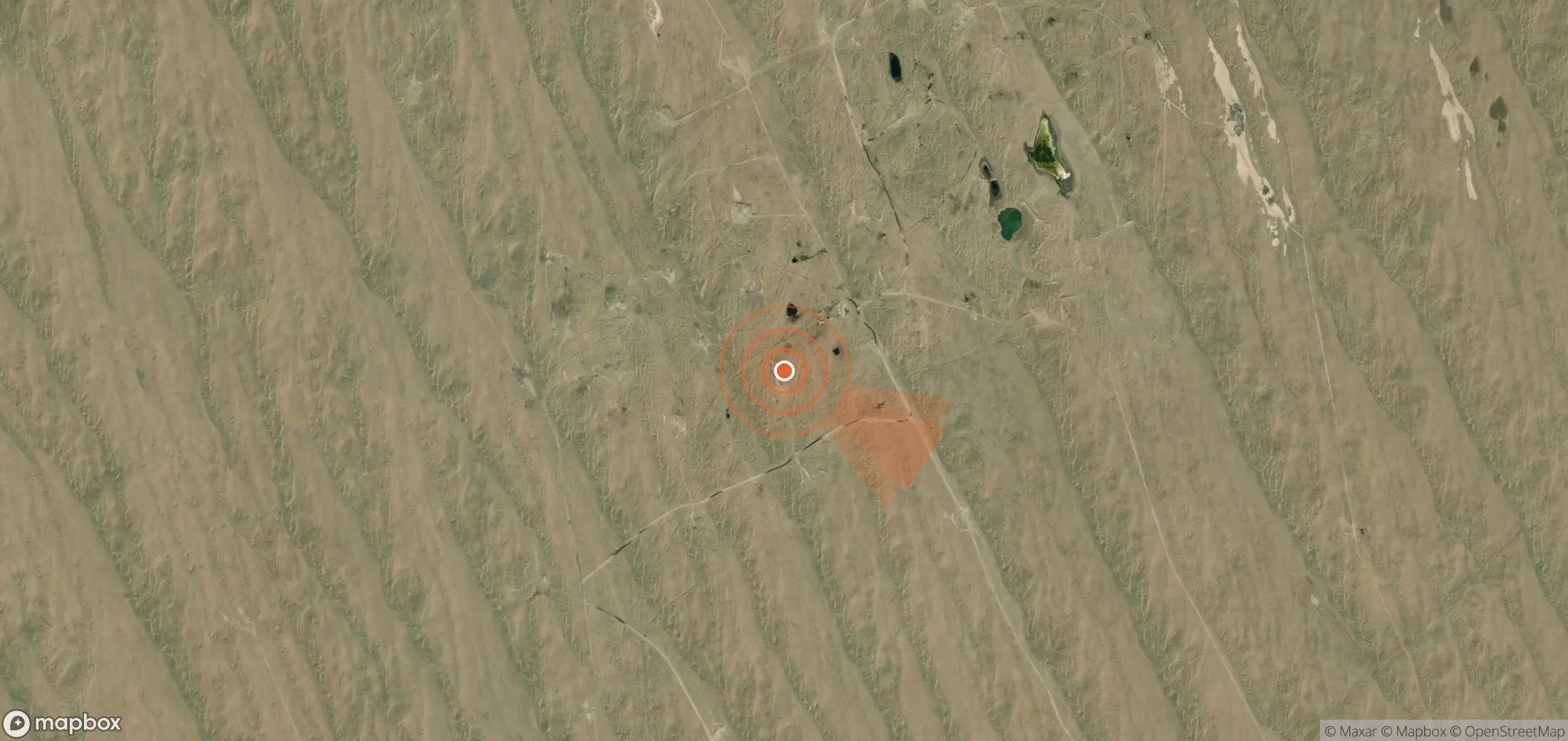 Mapa satelital de plumas de metano en Turkmenistán