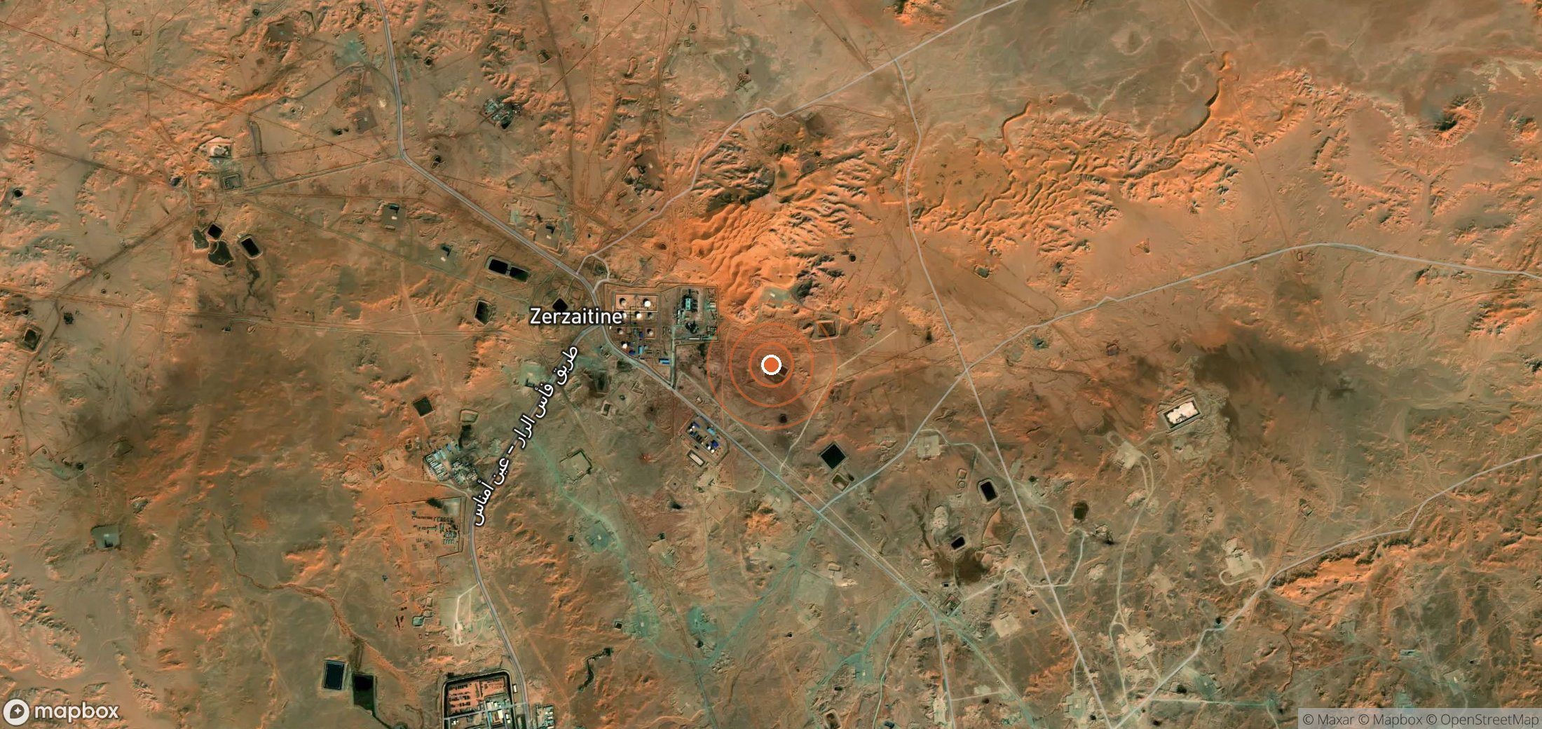 Mapa satelital de plumas de metano en Argelia