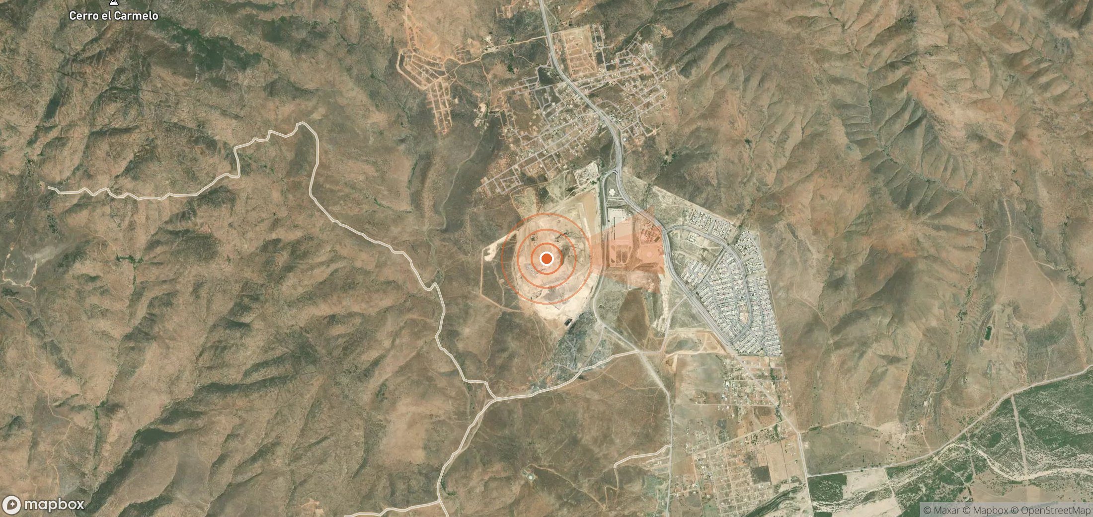 Satellite map of methane plume locations in Mexico