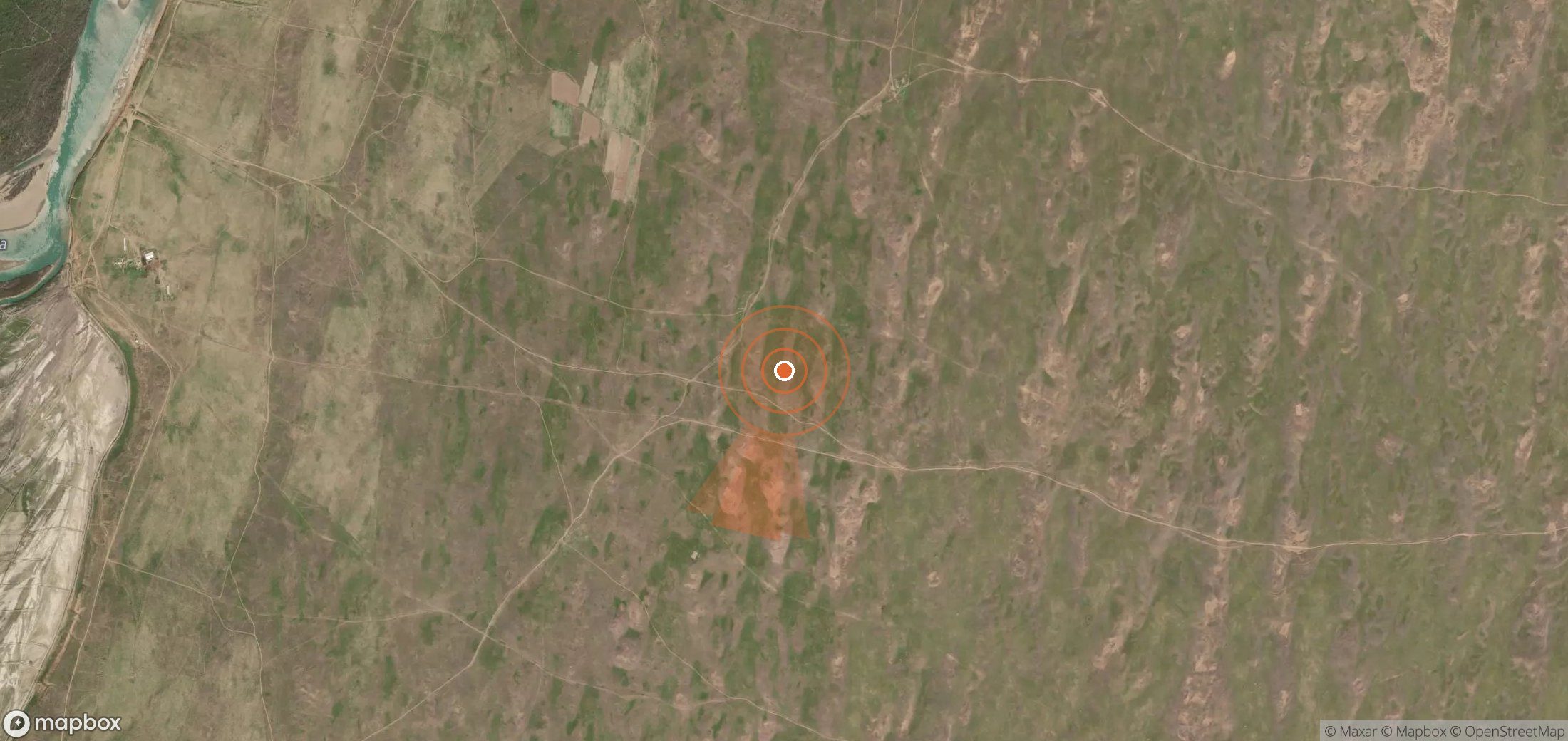 Mapa satelital de plumas de metano en Kazajistán