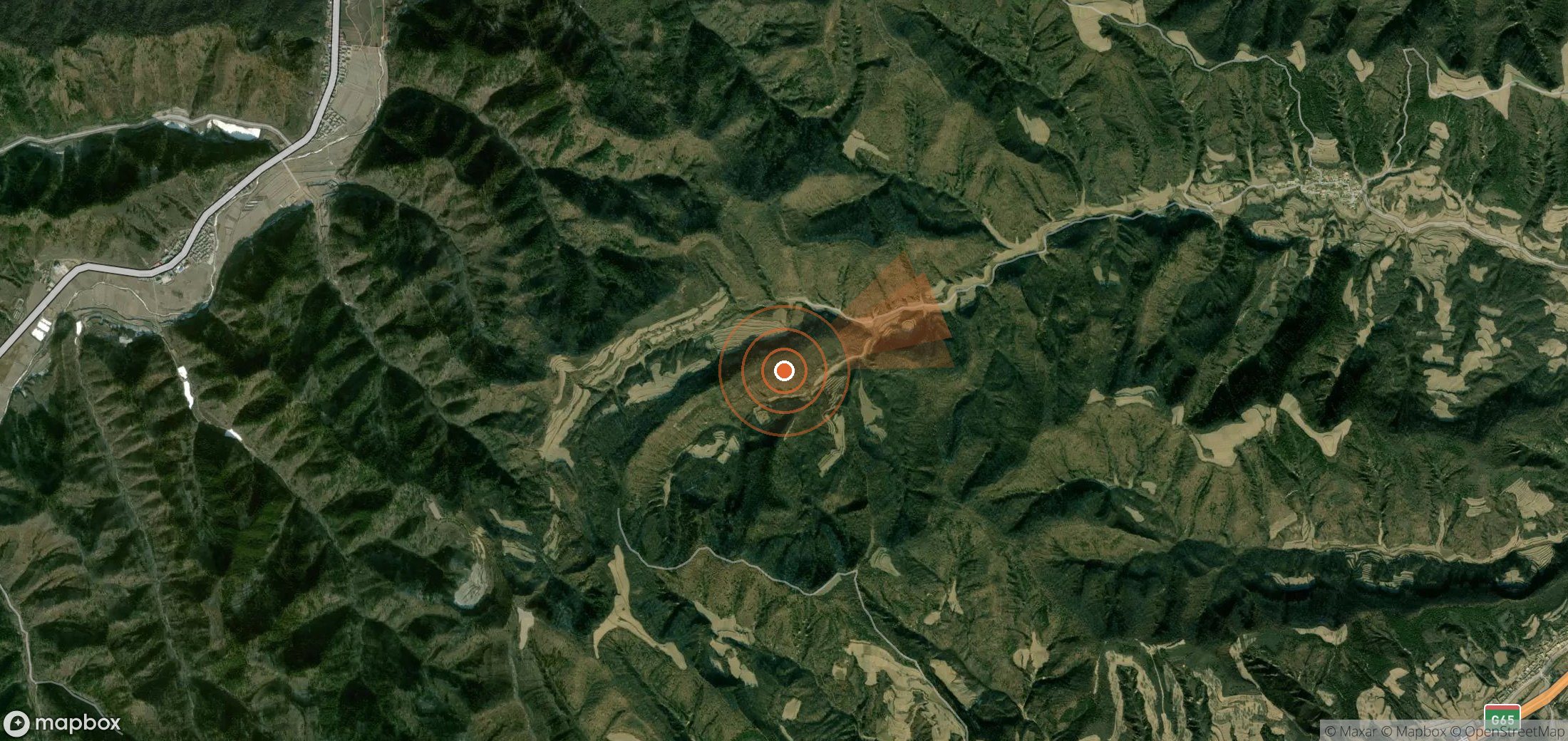 Satellite map of methane plume locations in China