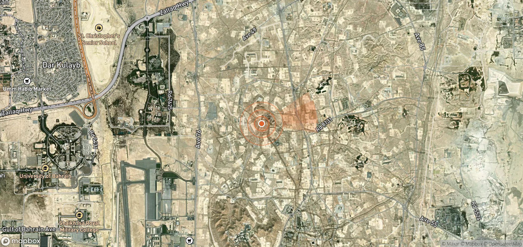 Mapa satelital de plumas de metano en Baréin