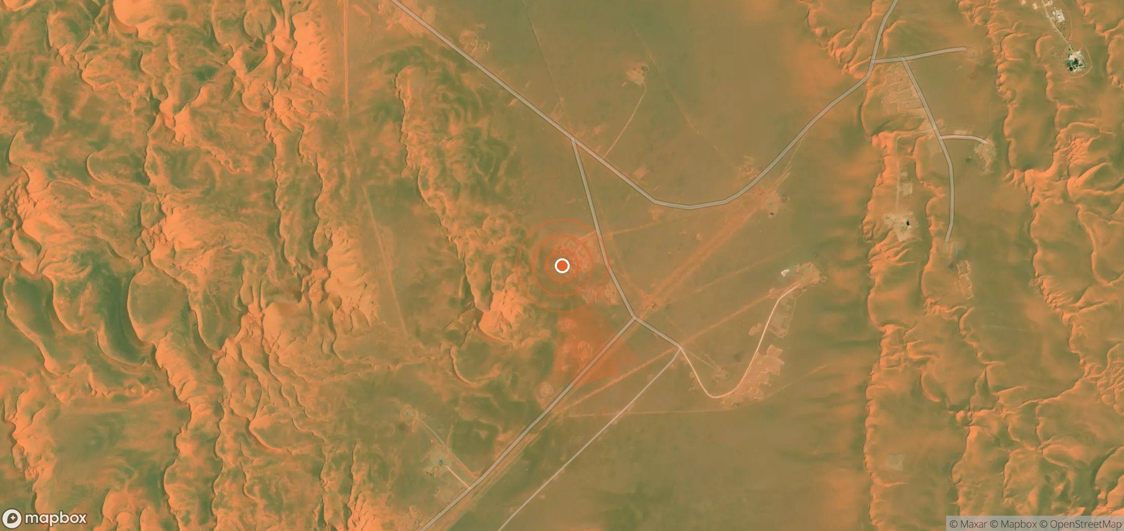 Mapa satelital de plumas de metano en Argelia