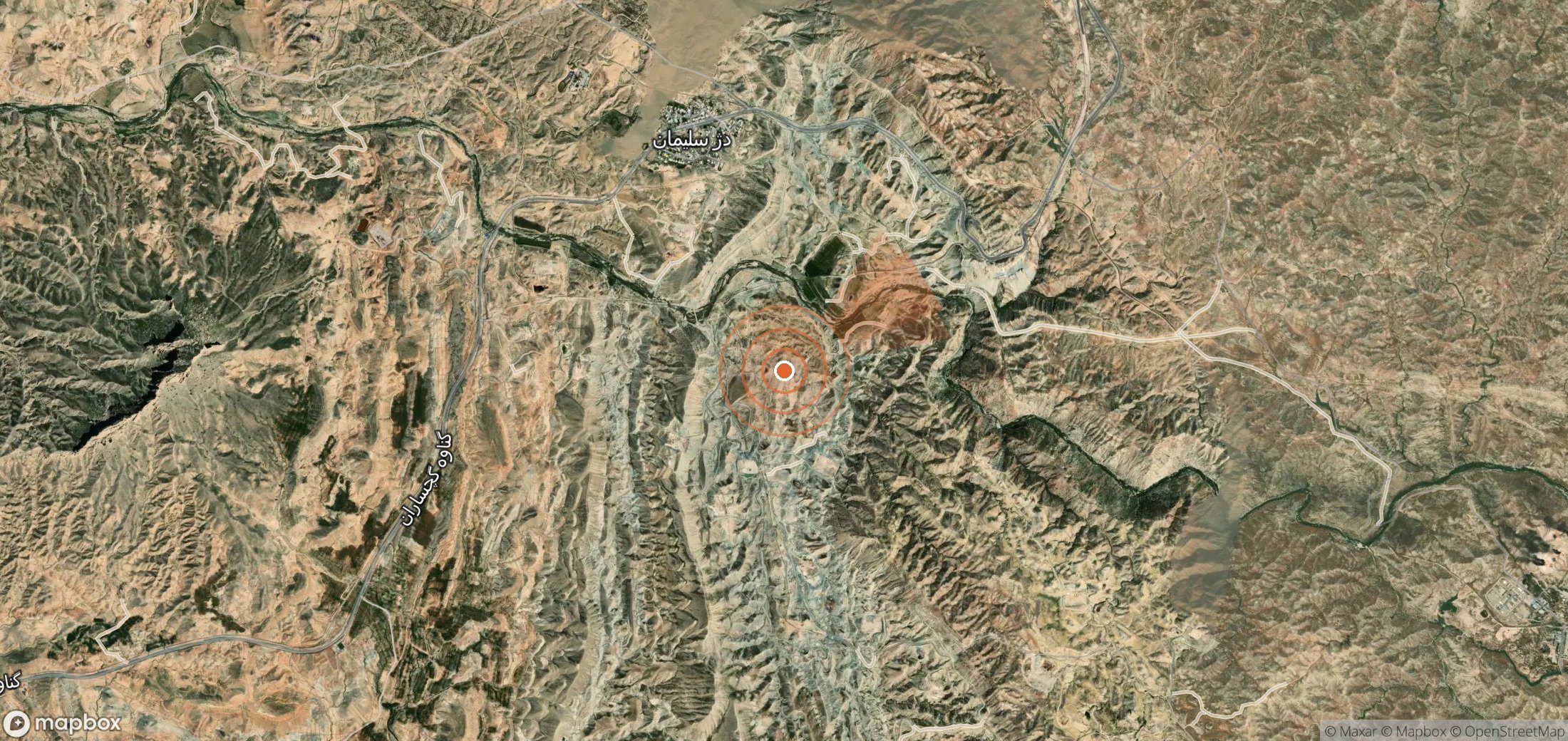 Mapa satelital de plumas de metano en Irán