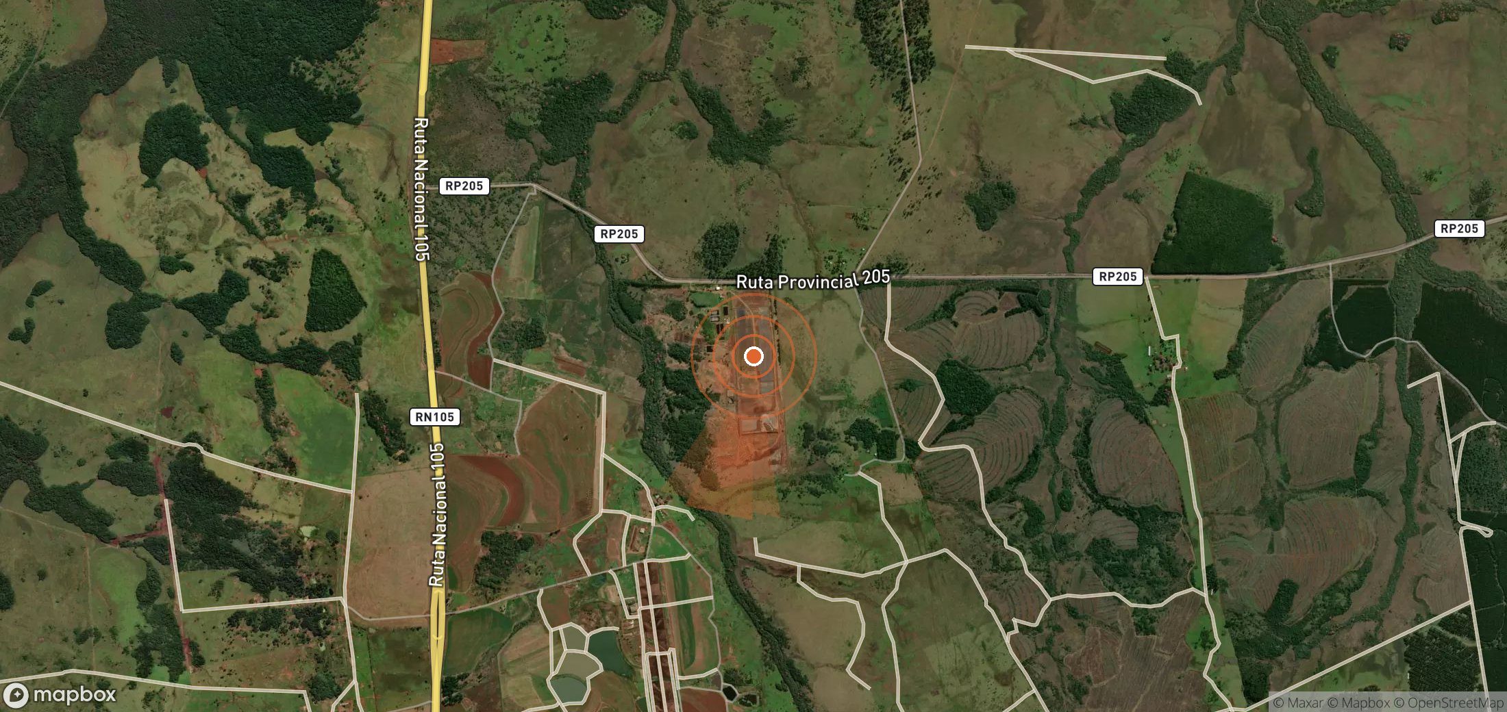 Satellite map of methane plume locations in Argentina