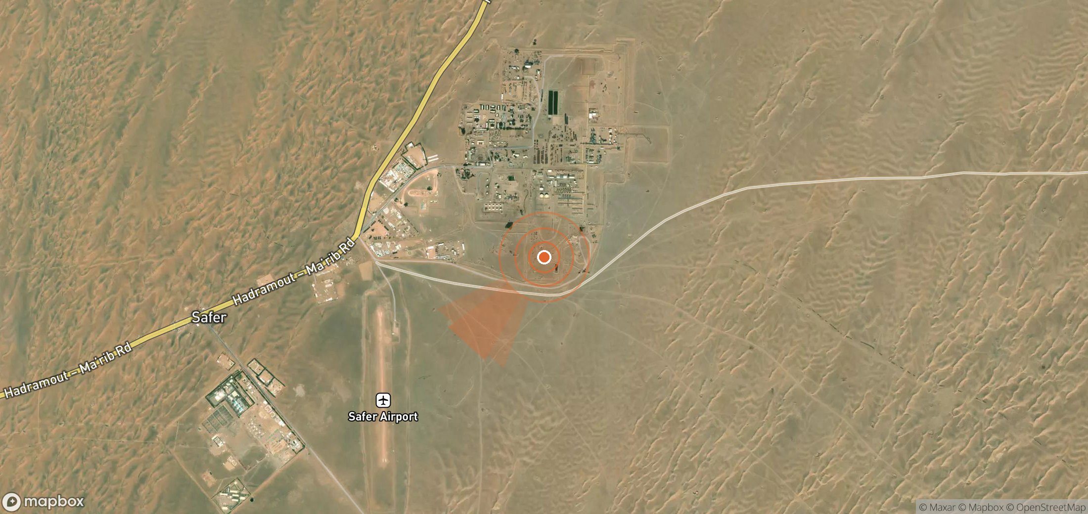 Mapa satelital de plumas de metano en Yemen