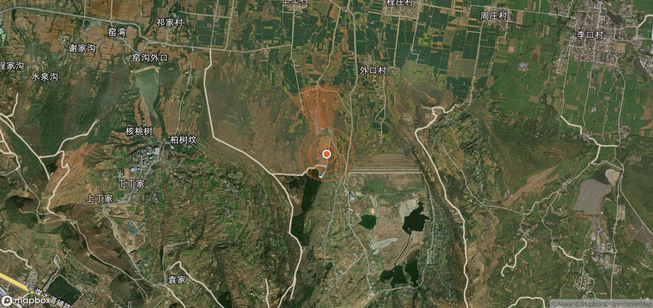 Satellite map of methane plume locations in China