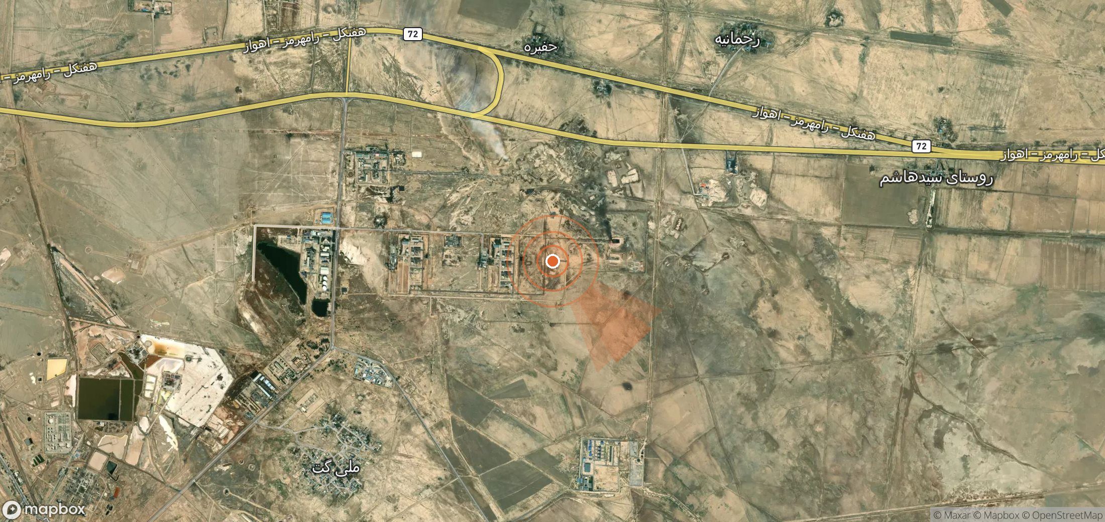 Satellite map of methane plume locations in Iran