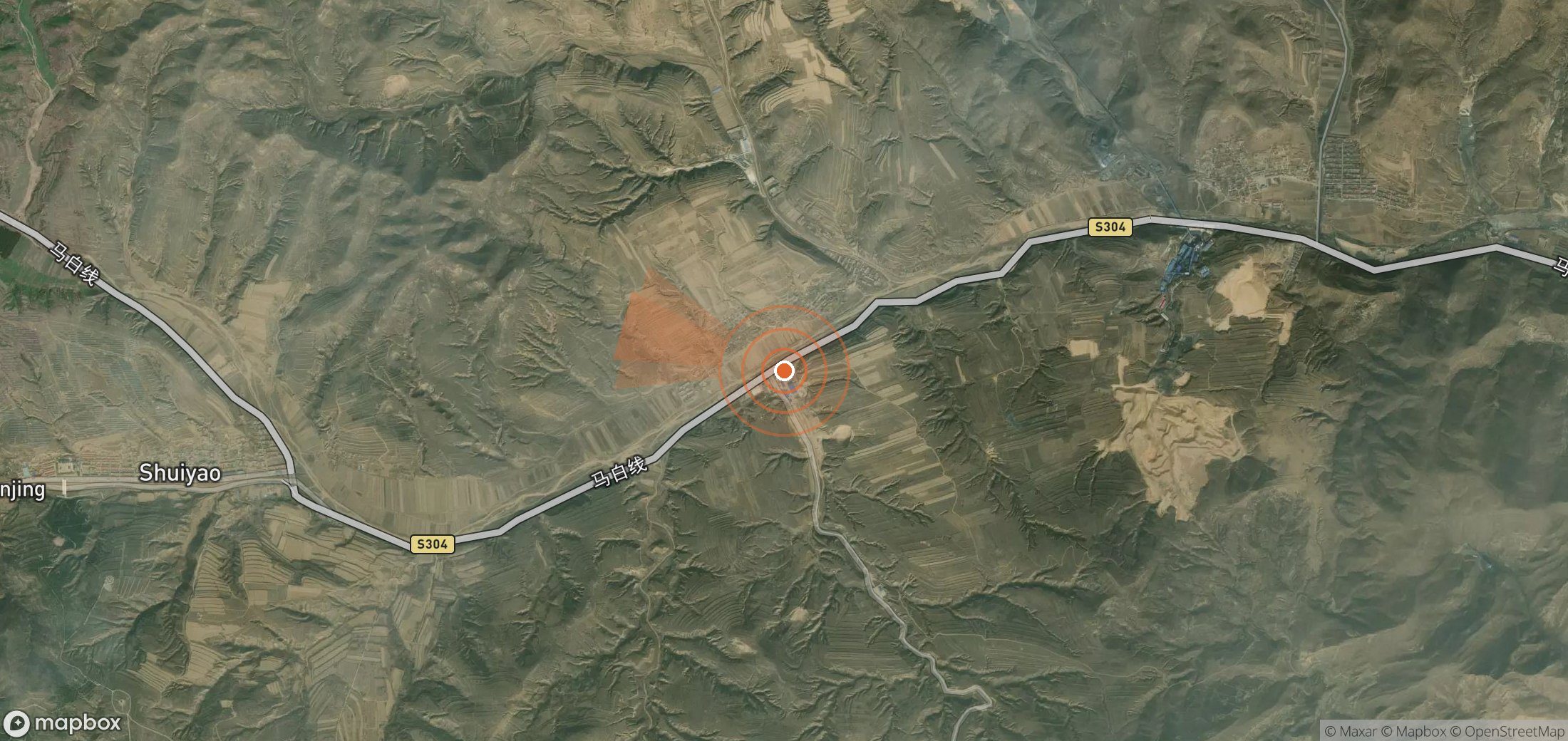 Satellite map of methane plume locations in China