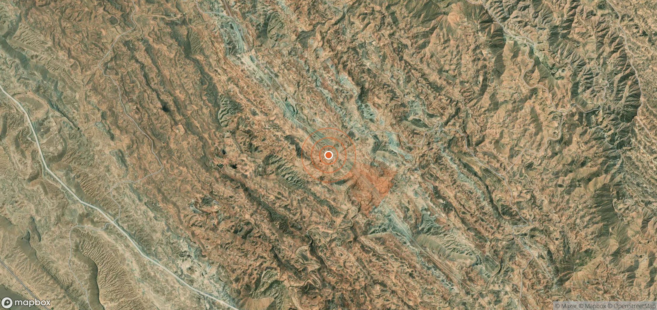 Satellite map of methane plume locations in Iran