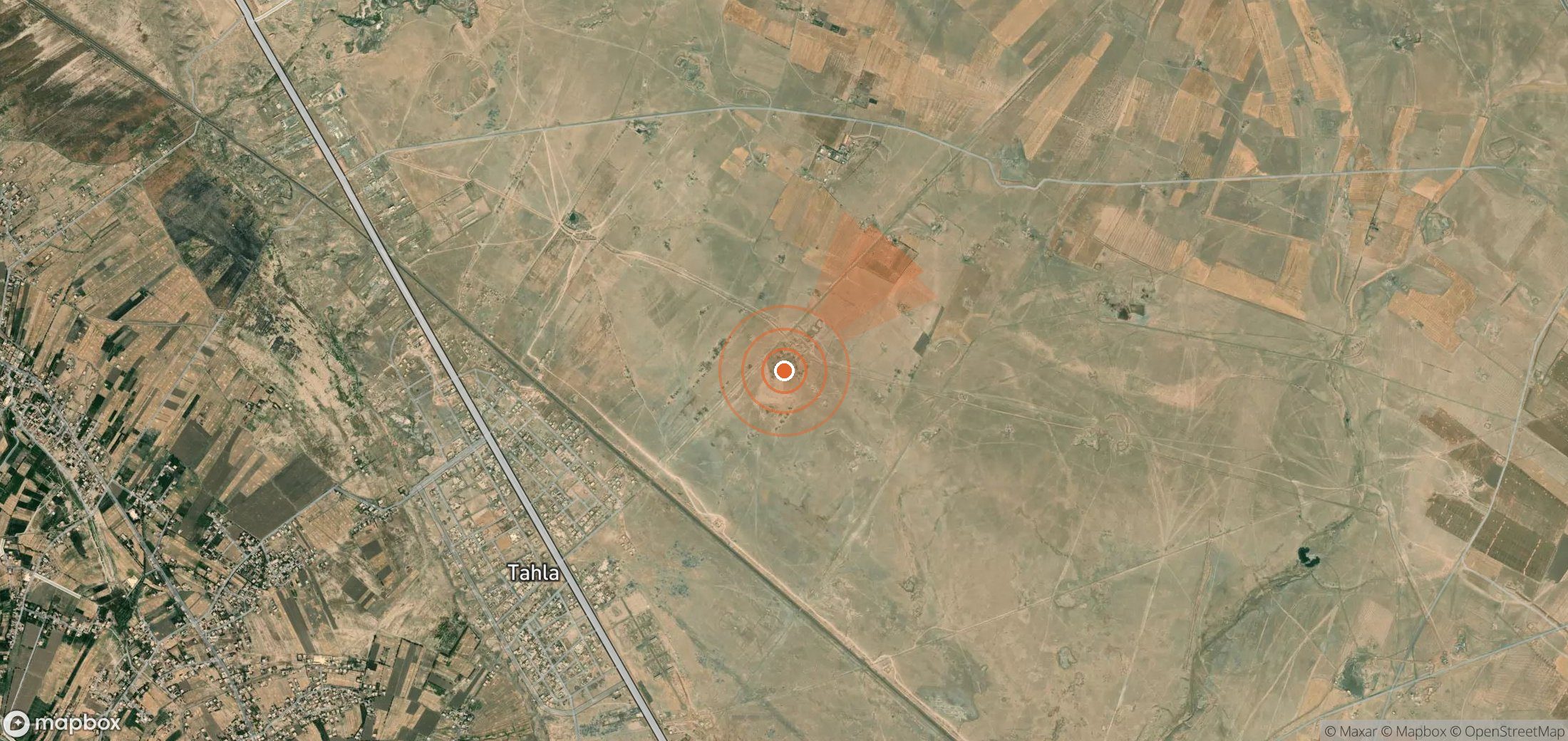 Mapa satelital de plumas de metano en Siria