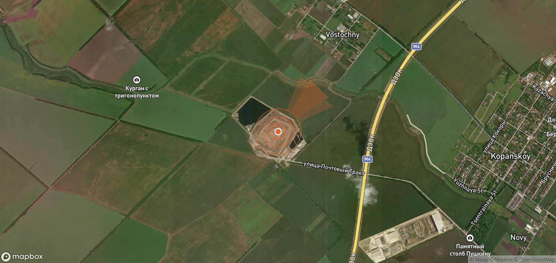 Mapa satelital de plumas de metano en Rusia