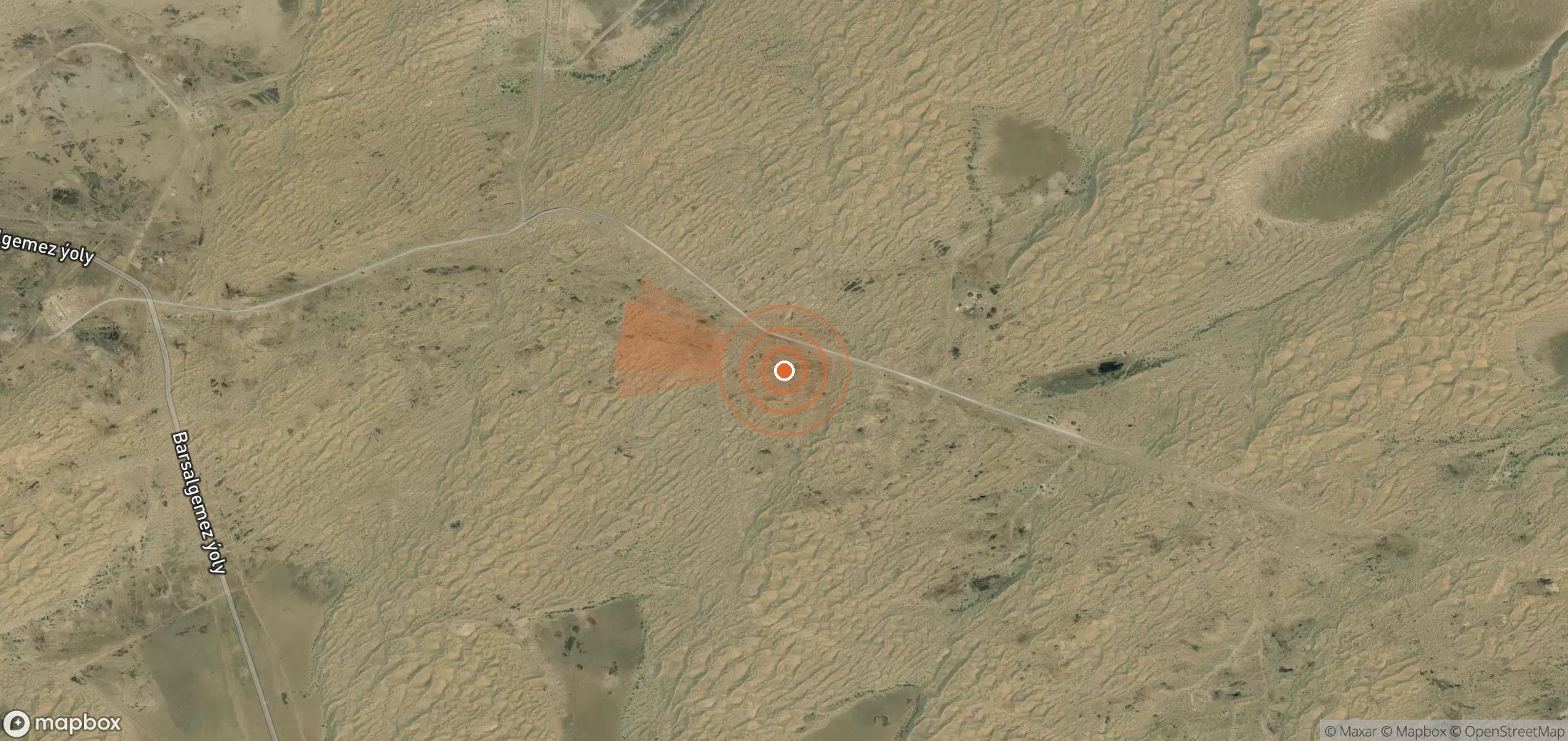 Mapa satelital de plumas de metano en Turkmenistán