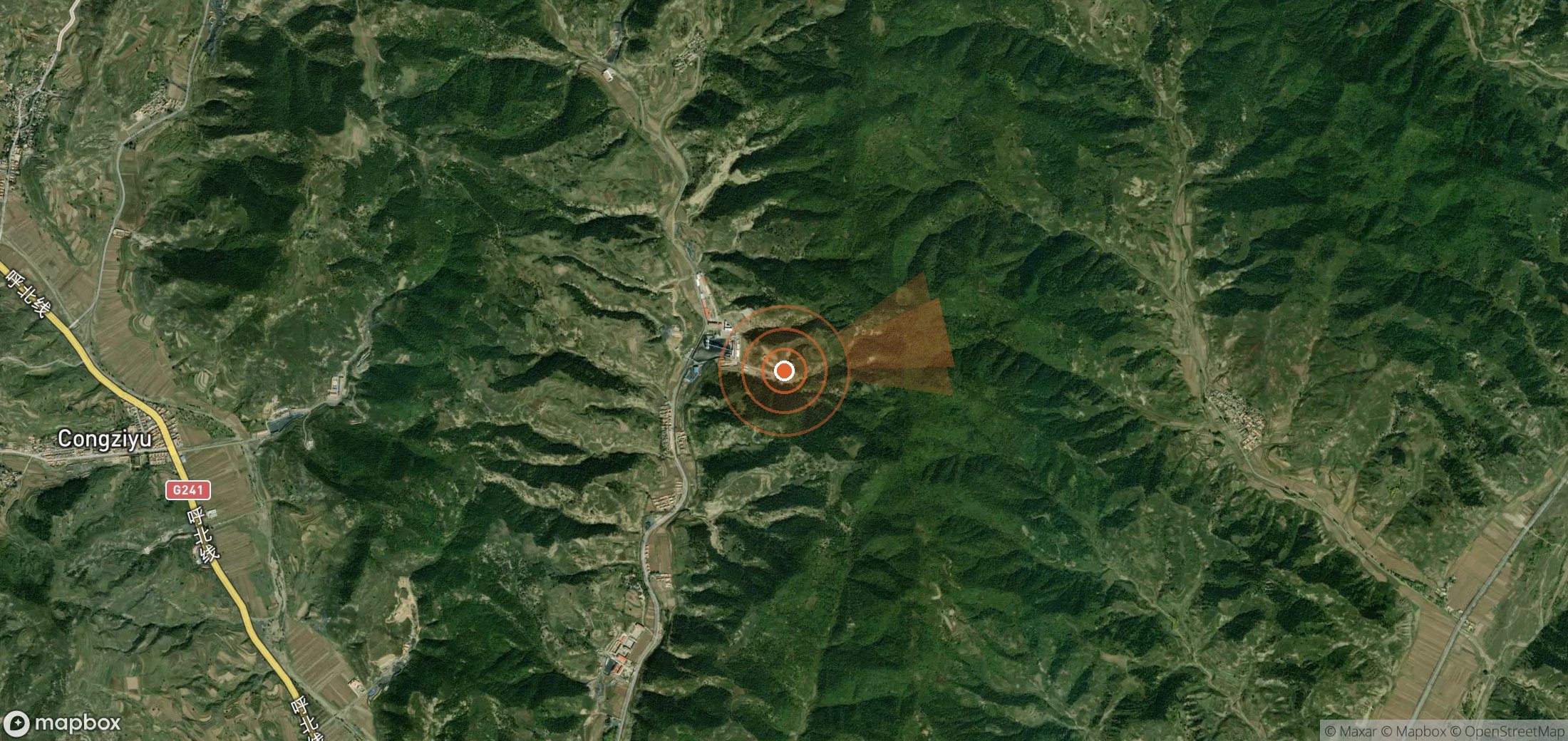 Satellite map of methane plume locations in China