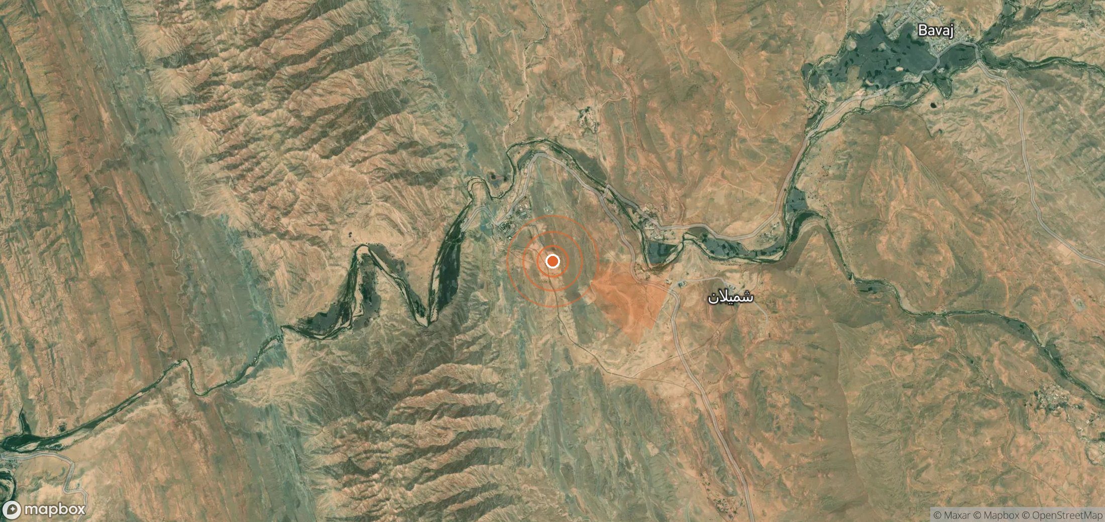 Mapa satelital de plumas de metano en Irán