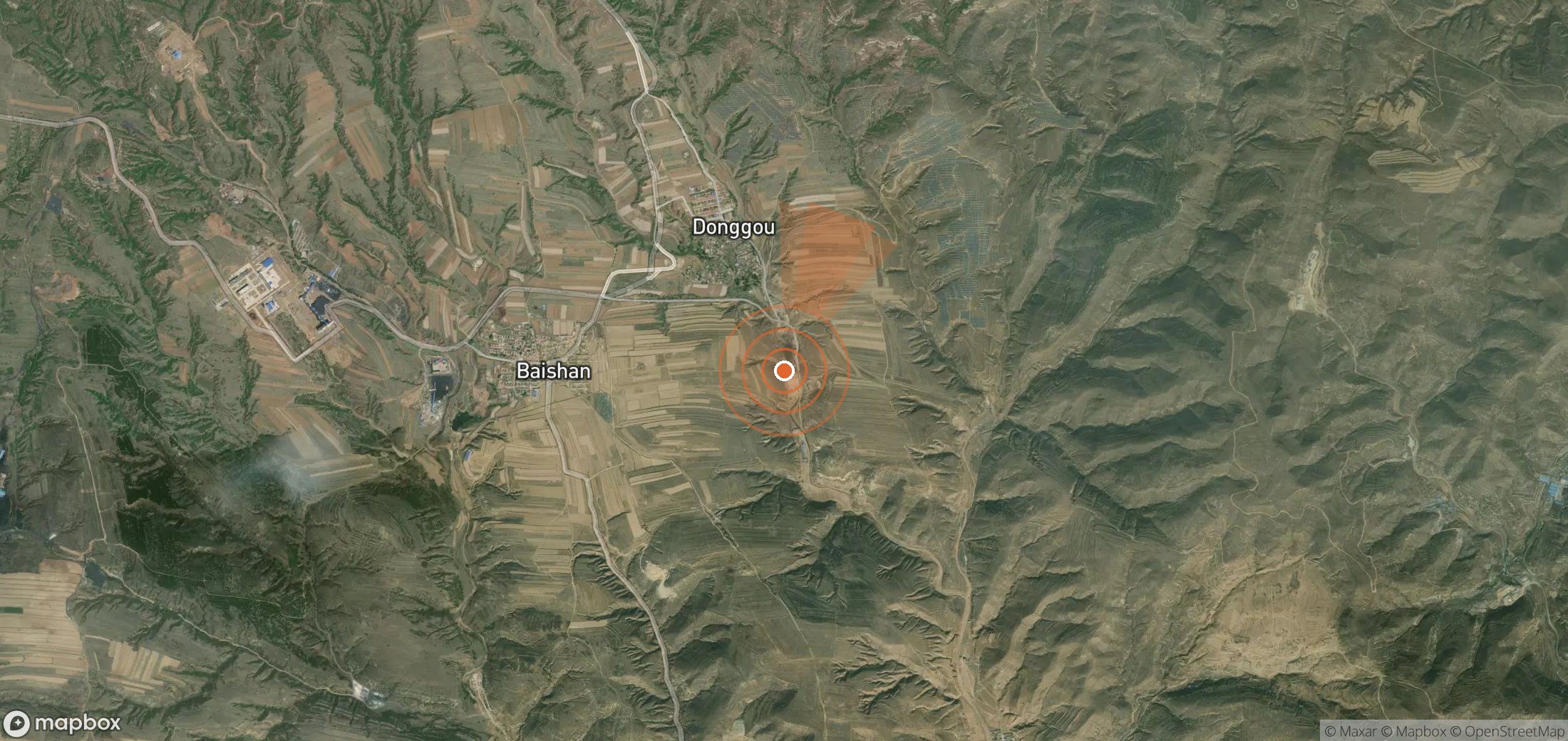 Satellite map of methane plume locations in China