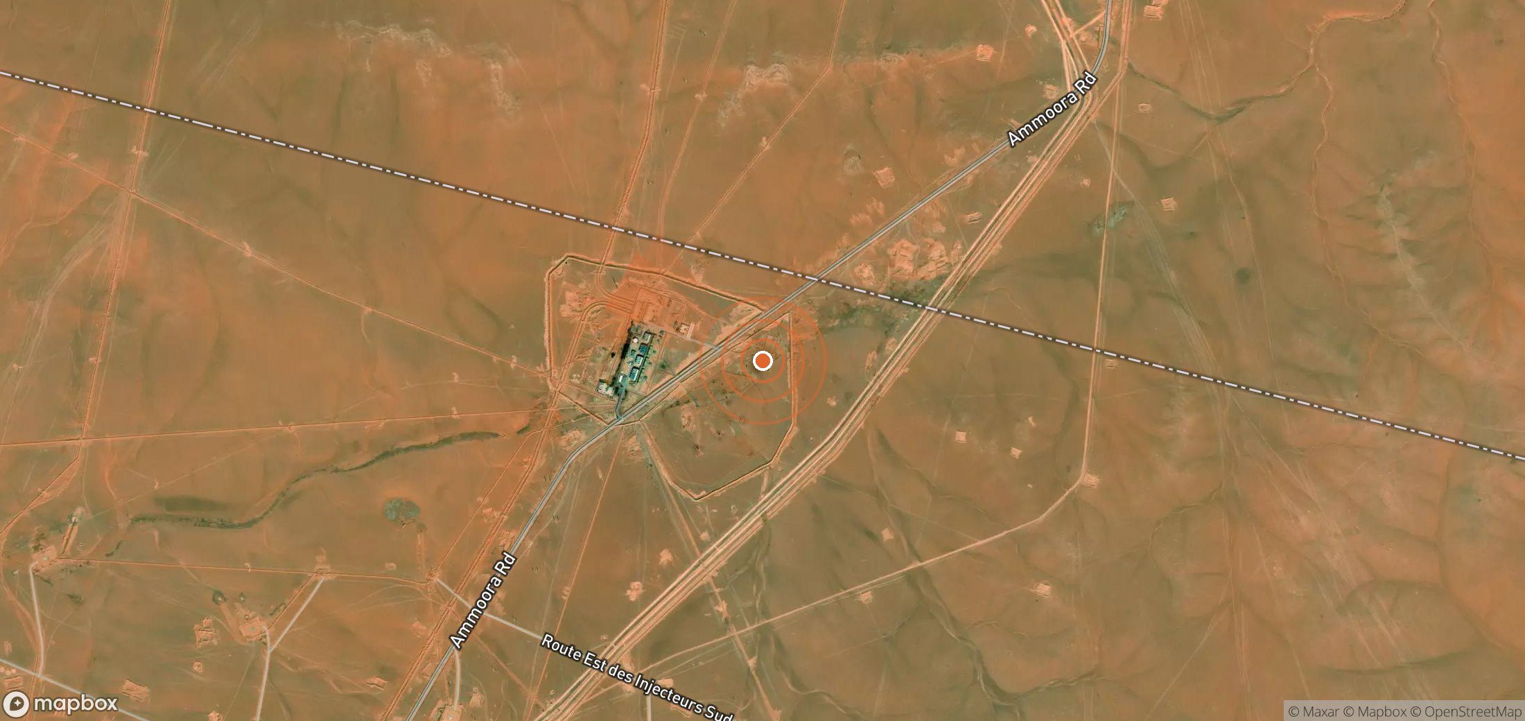 Satellite map of methane plume locations in Algeria
