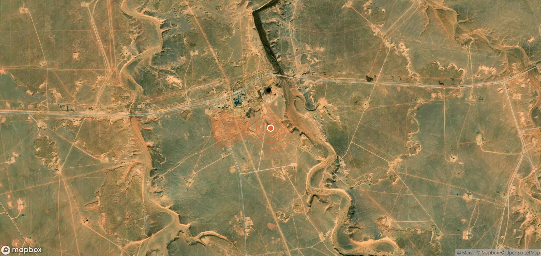 Mapa satelital de plumas de metano en Argelia