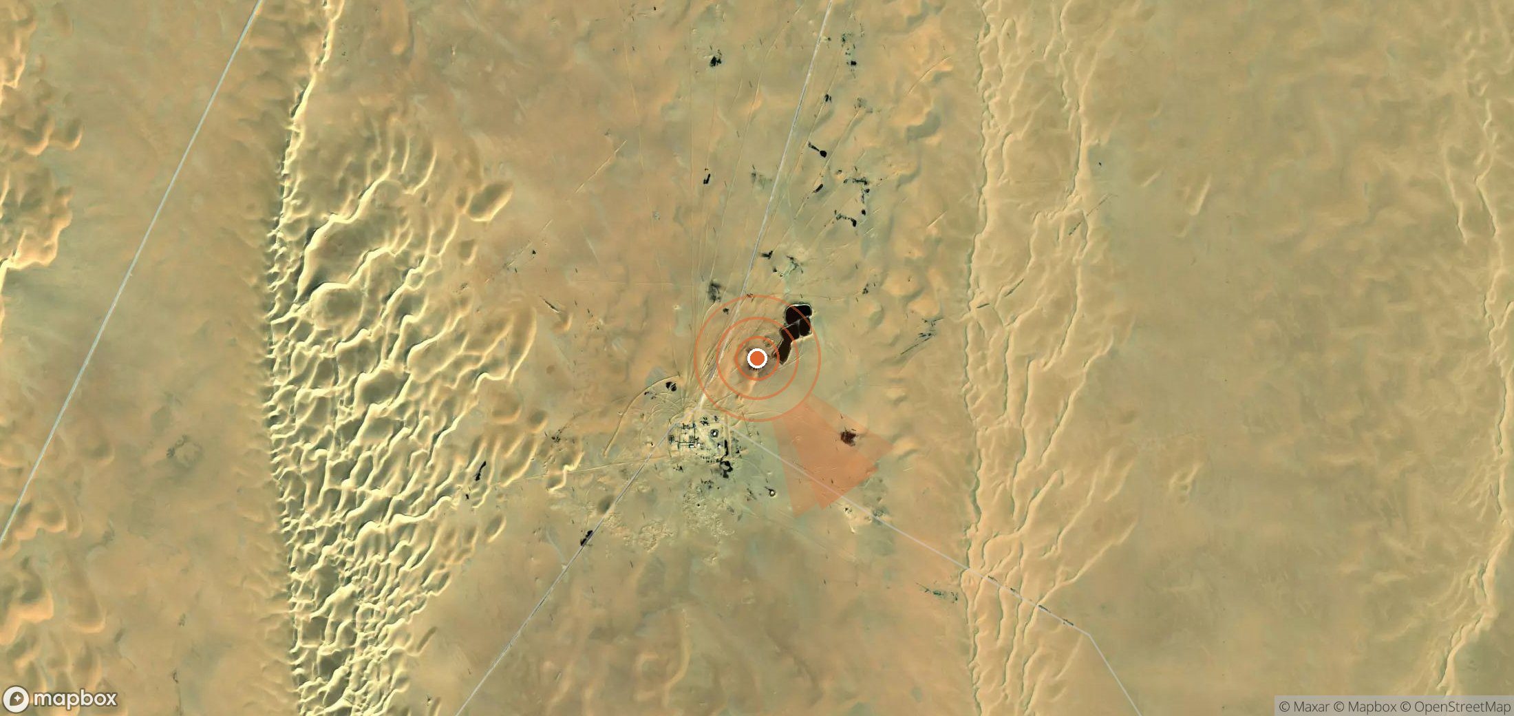 Satellite map of methane plume locations in Libya