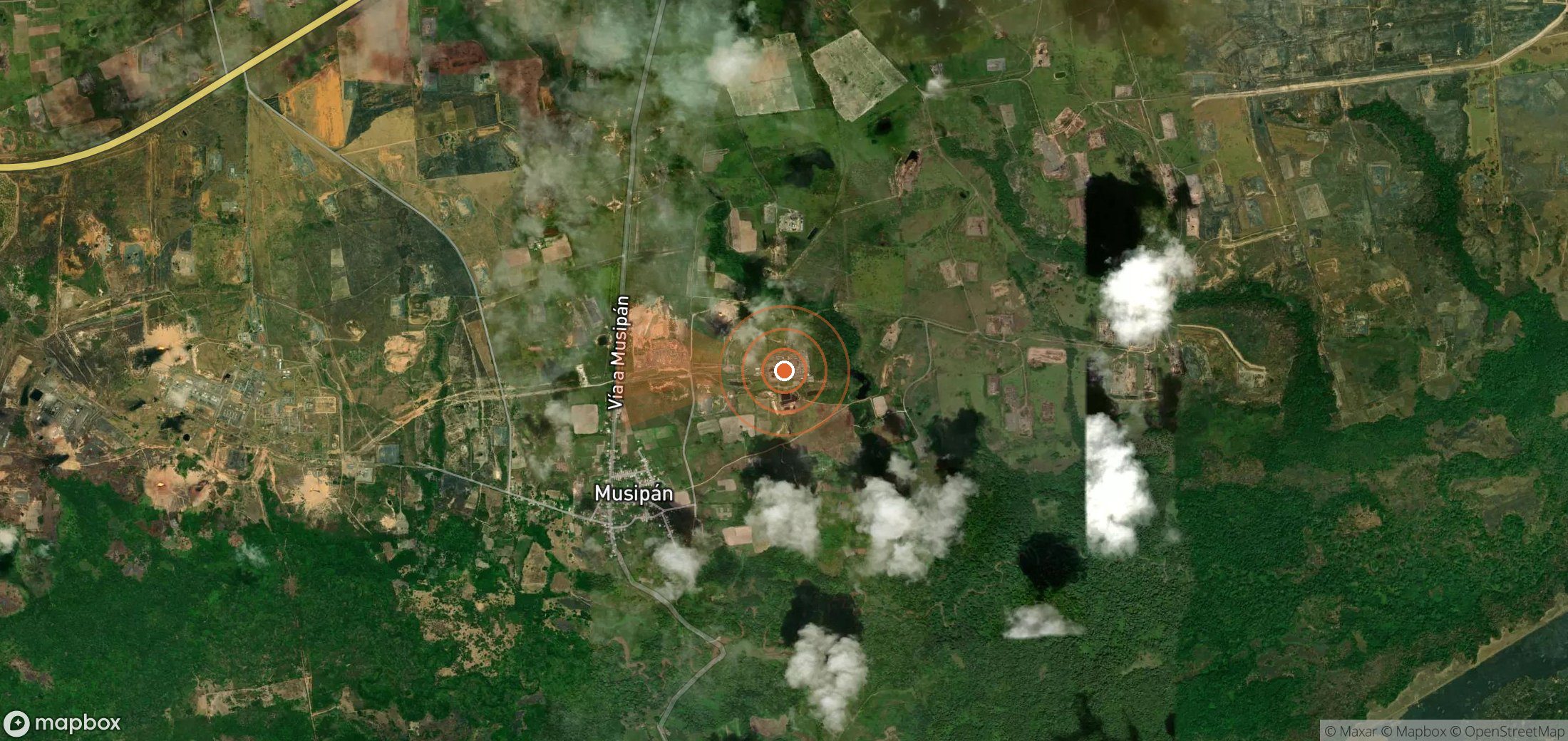 Satellite map of methane plume locations in Venezuela
