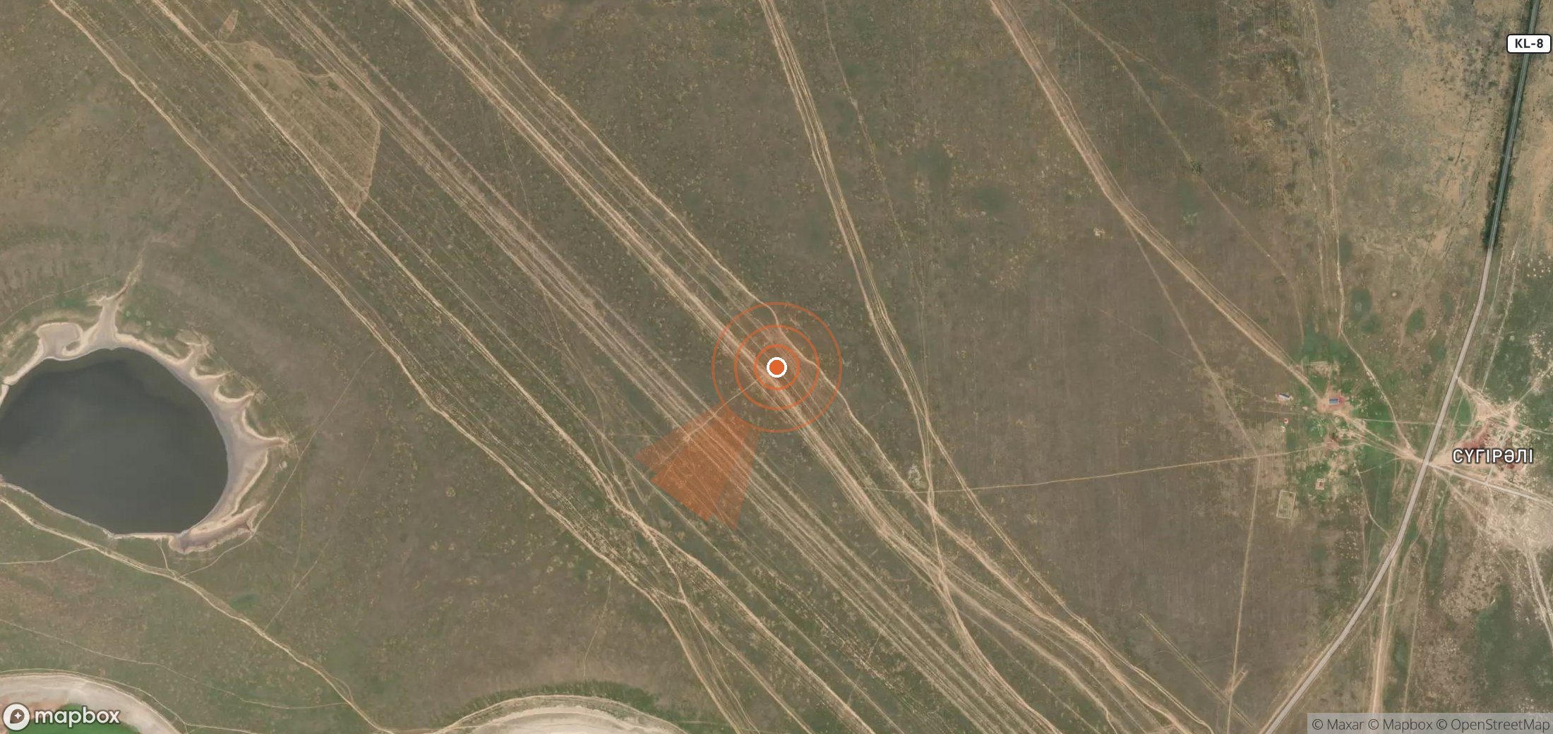 Satellite map of methane plume locations in Kazakhstan