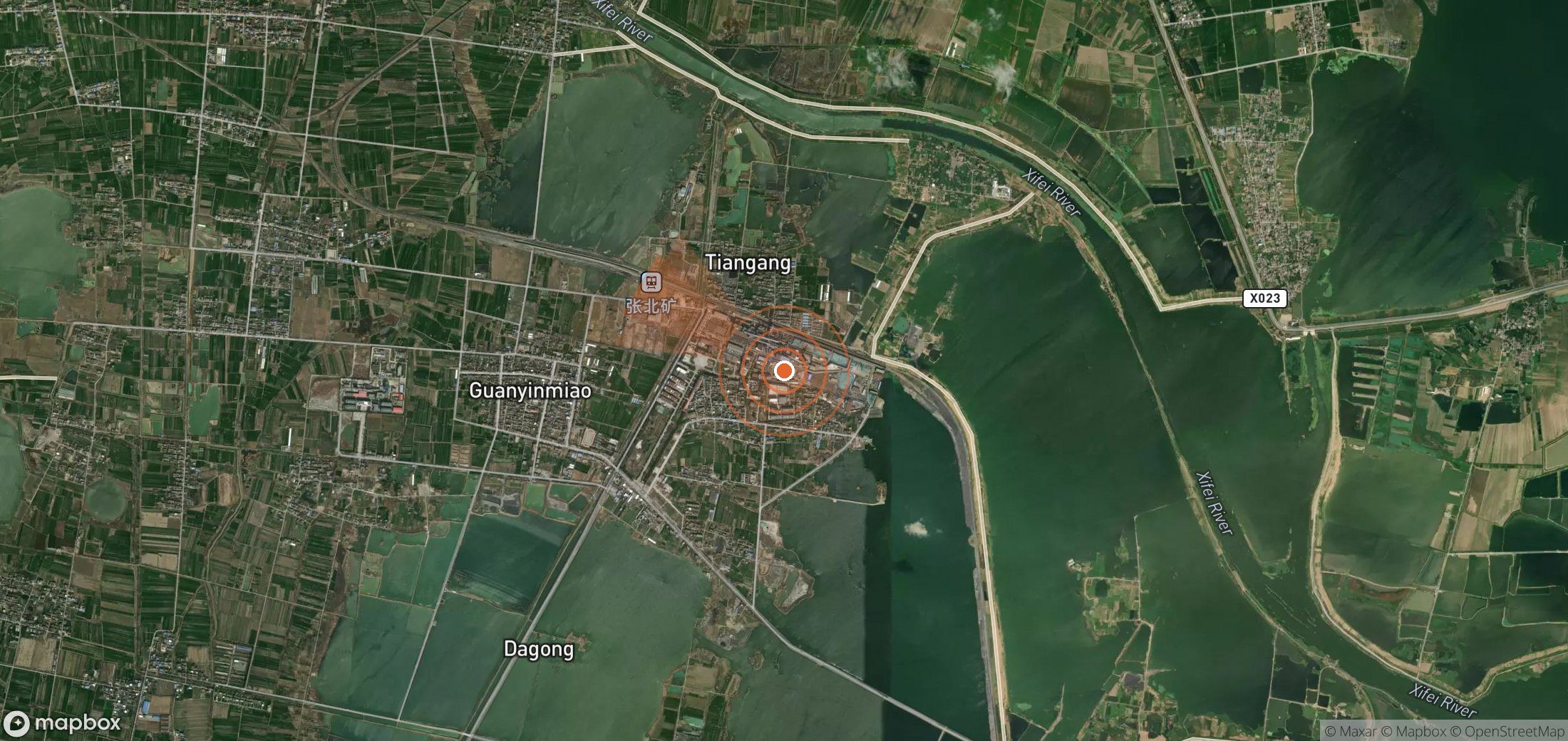Satellite map of methane plume locations in China