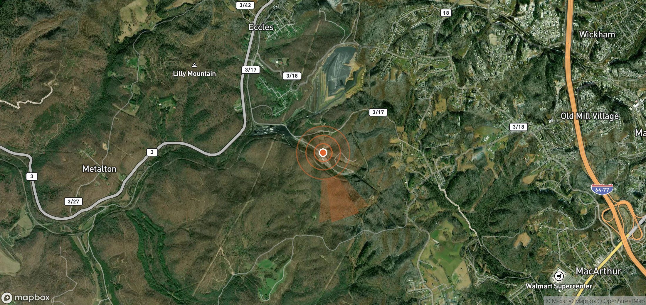 Satellite map of methane plume locations in United States