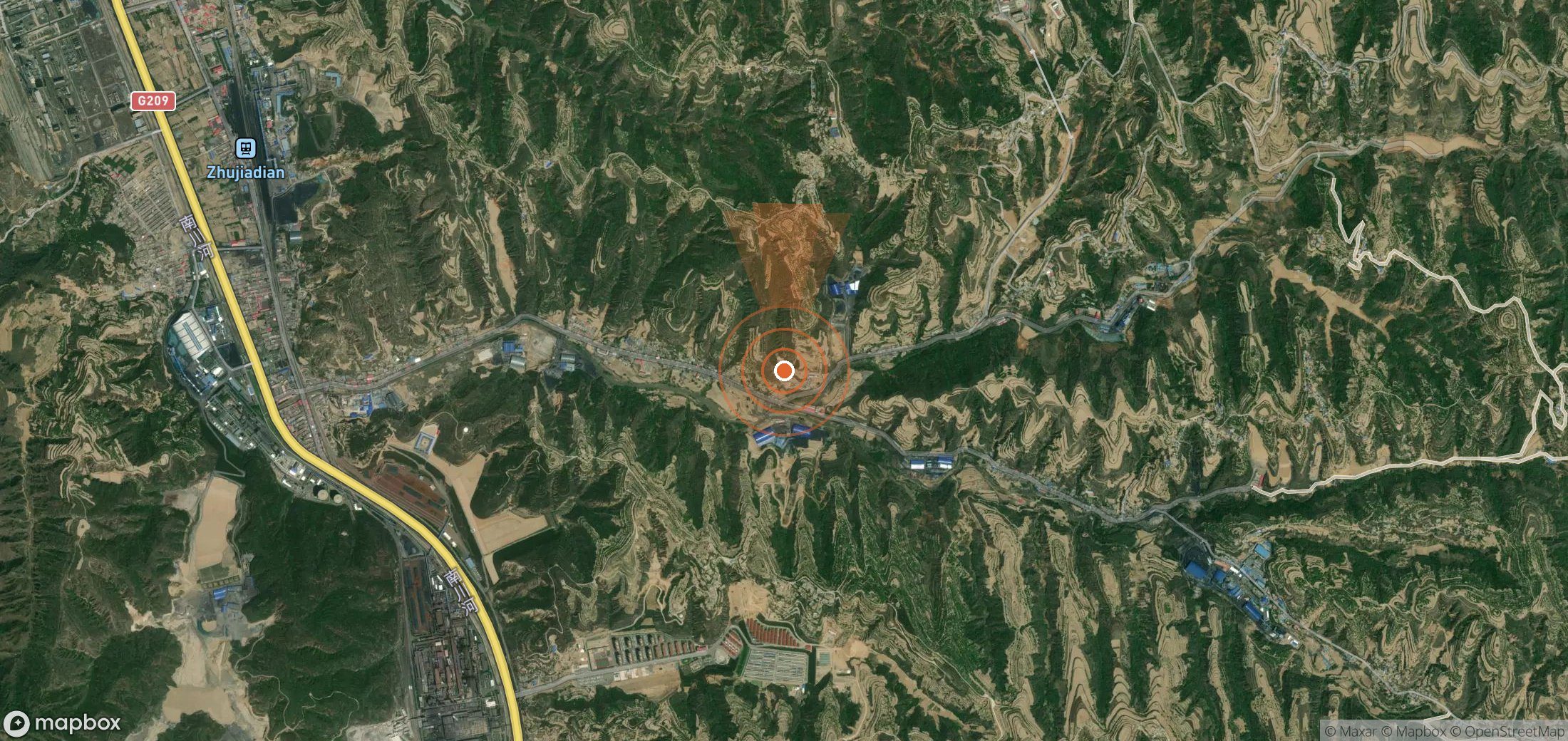 Satellite map of methane plume locations in China
