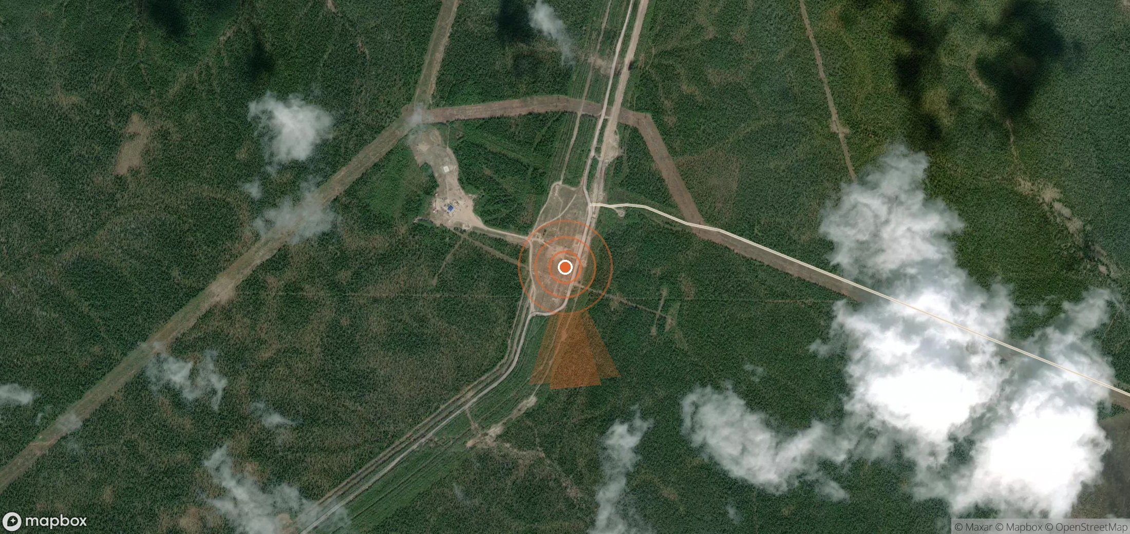 Satellite map of methane plume locations in Russia