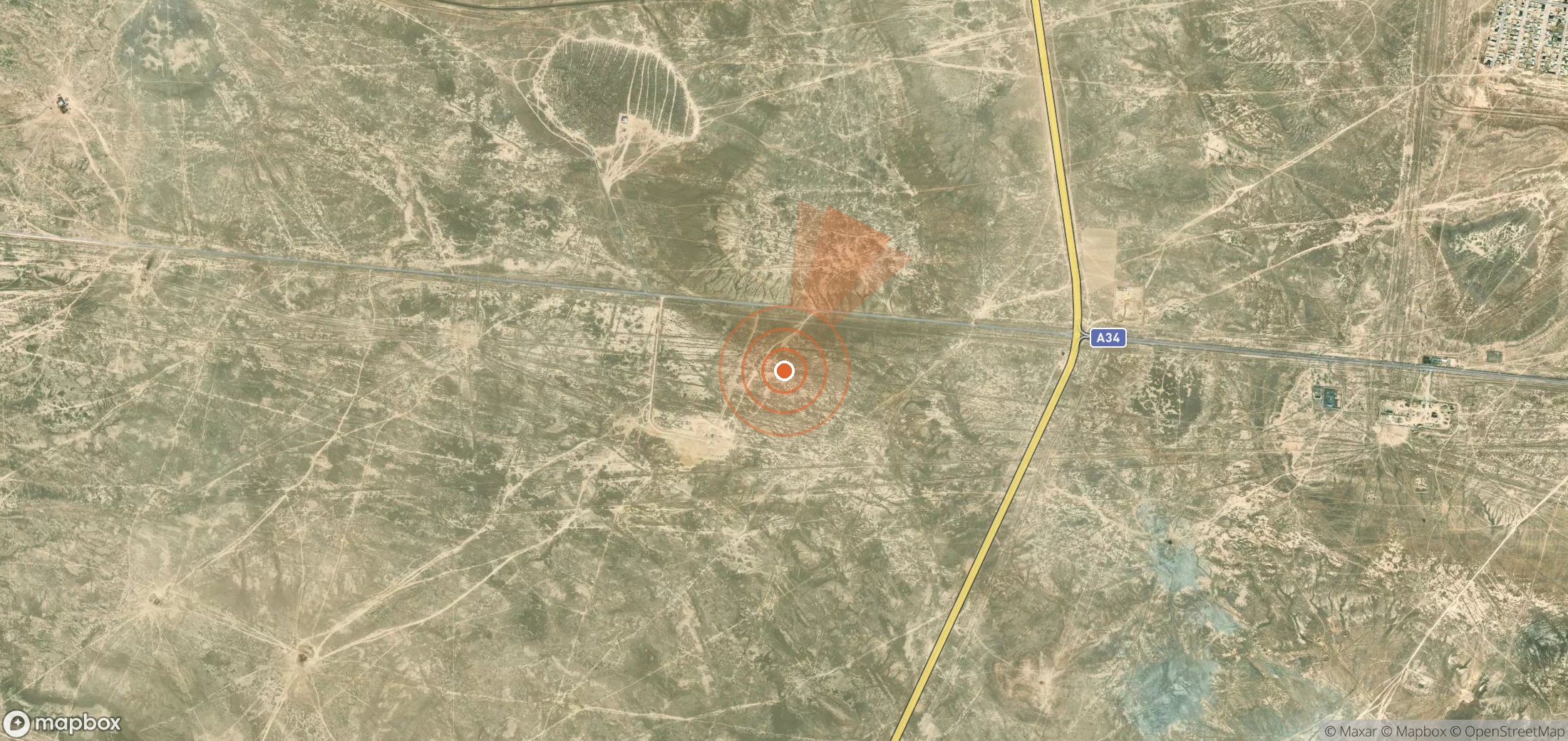 Mapa satelital de plumas de metano en Kazajistán