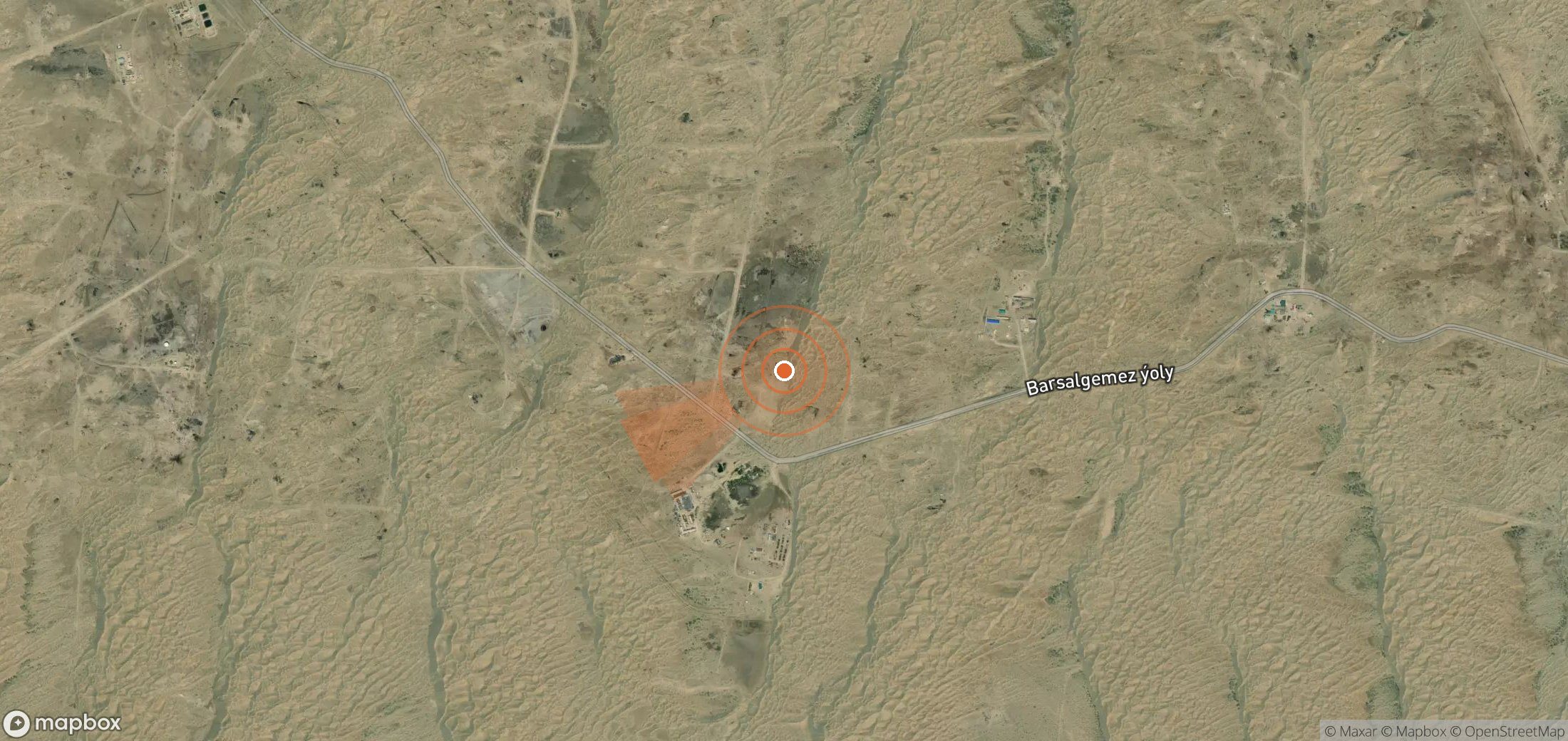 Satellite map of methane plume locations in Turkmenistan