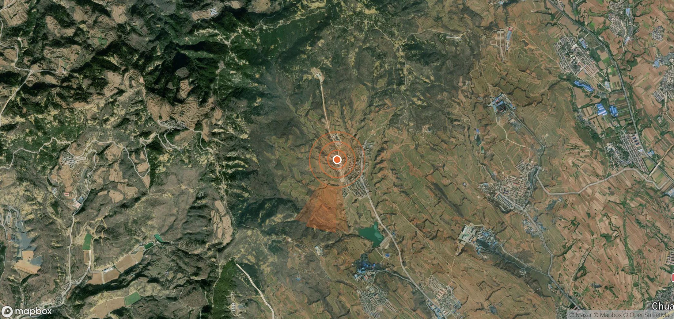 Satellite map of methane plume locations in China