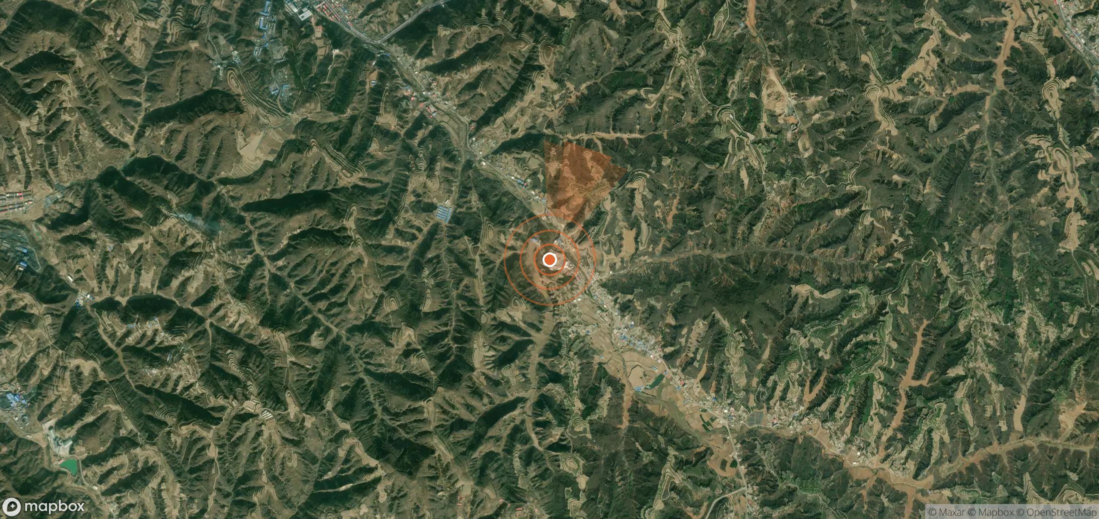 Satellite map of methane plume locations in China