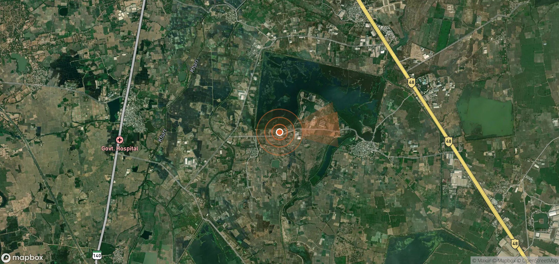 Satellite map of methane plume locations in India