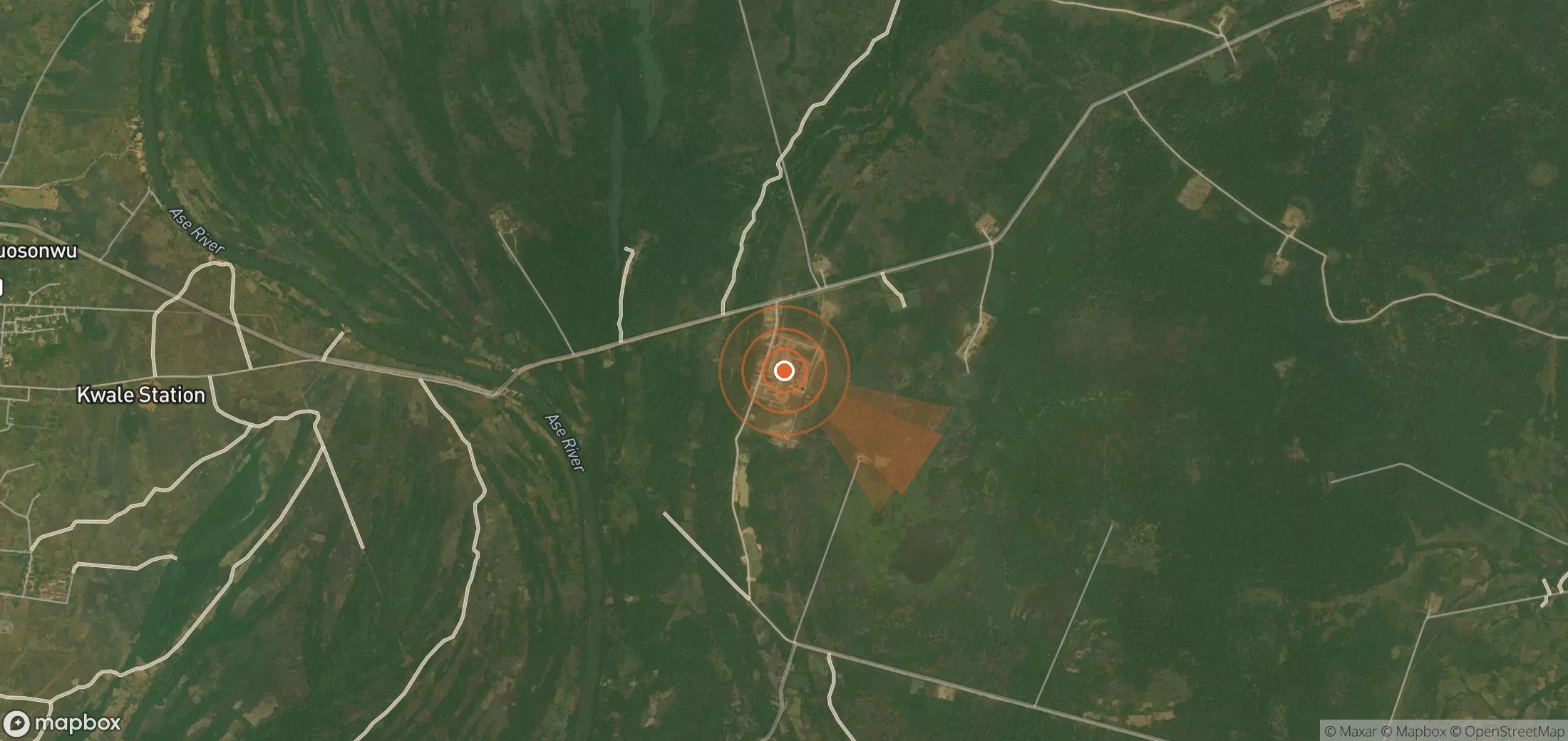 Satellite map of methane plume locations in Nigeria
