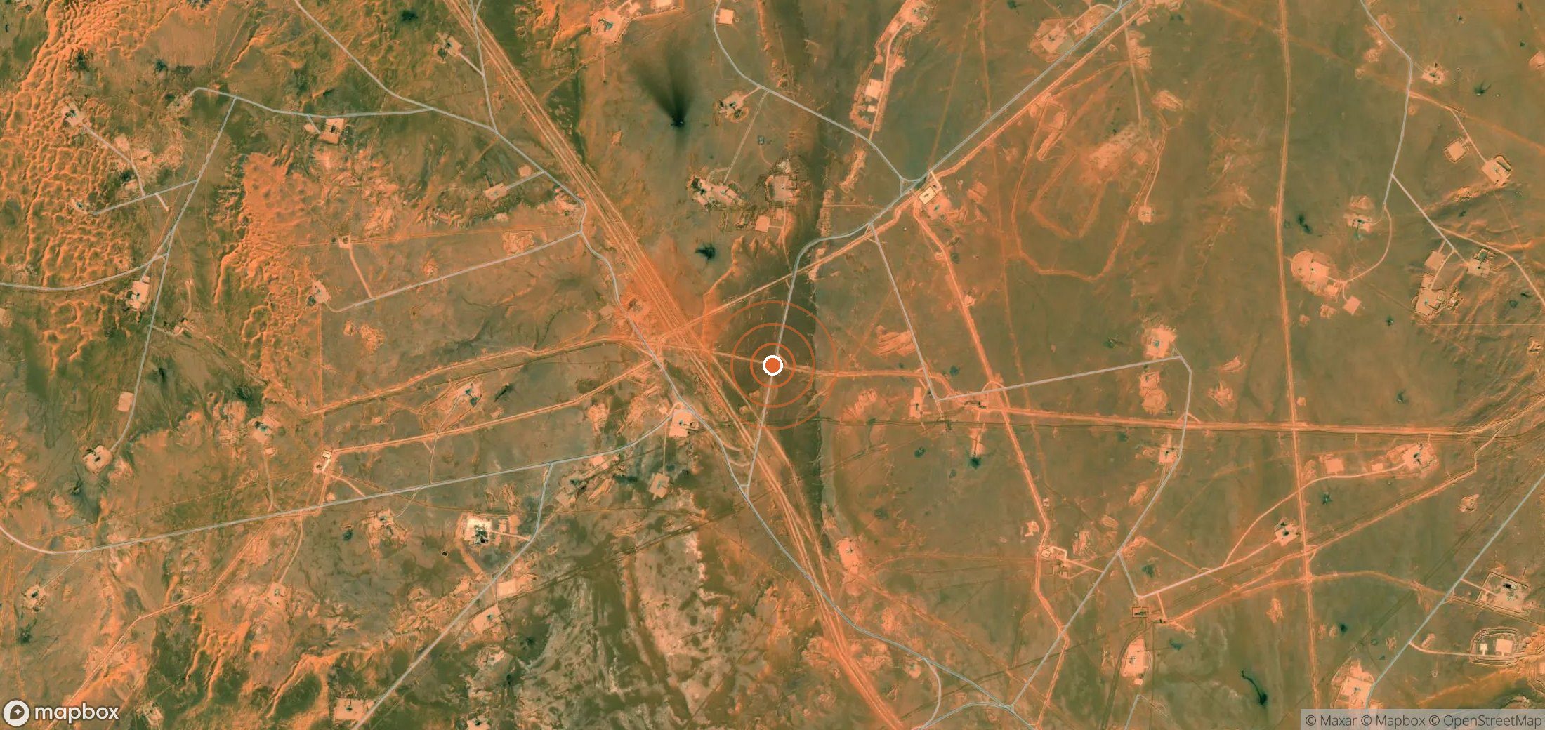 Satellite map of methane plume locations in Algeria