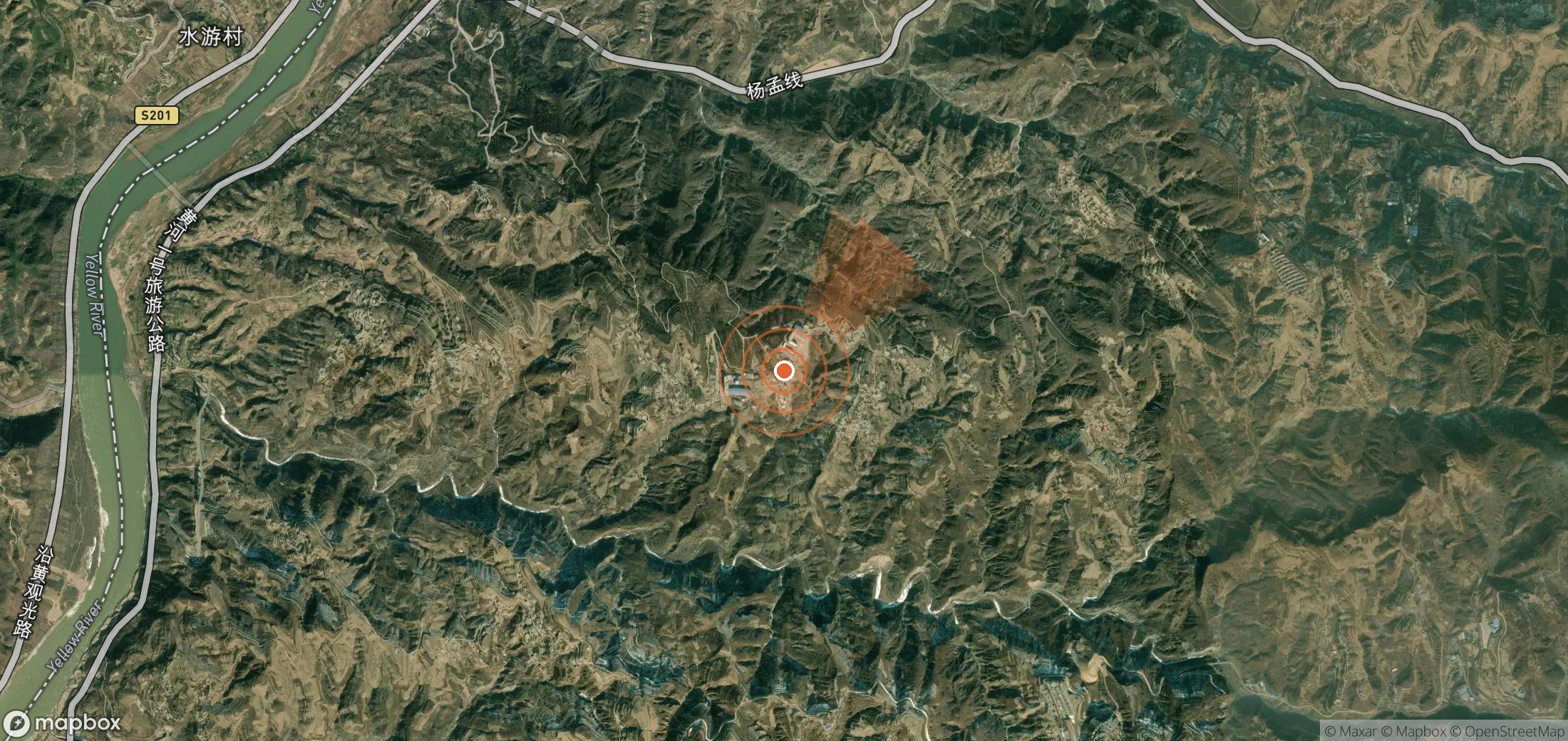 Mapa satelital de plumas de metano en China