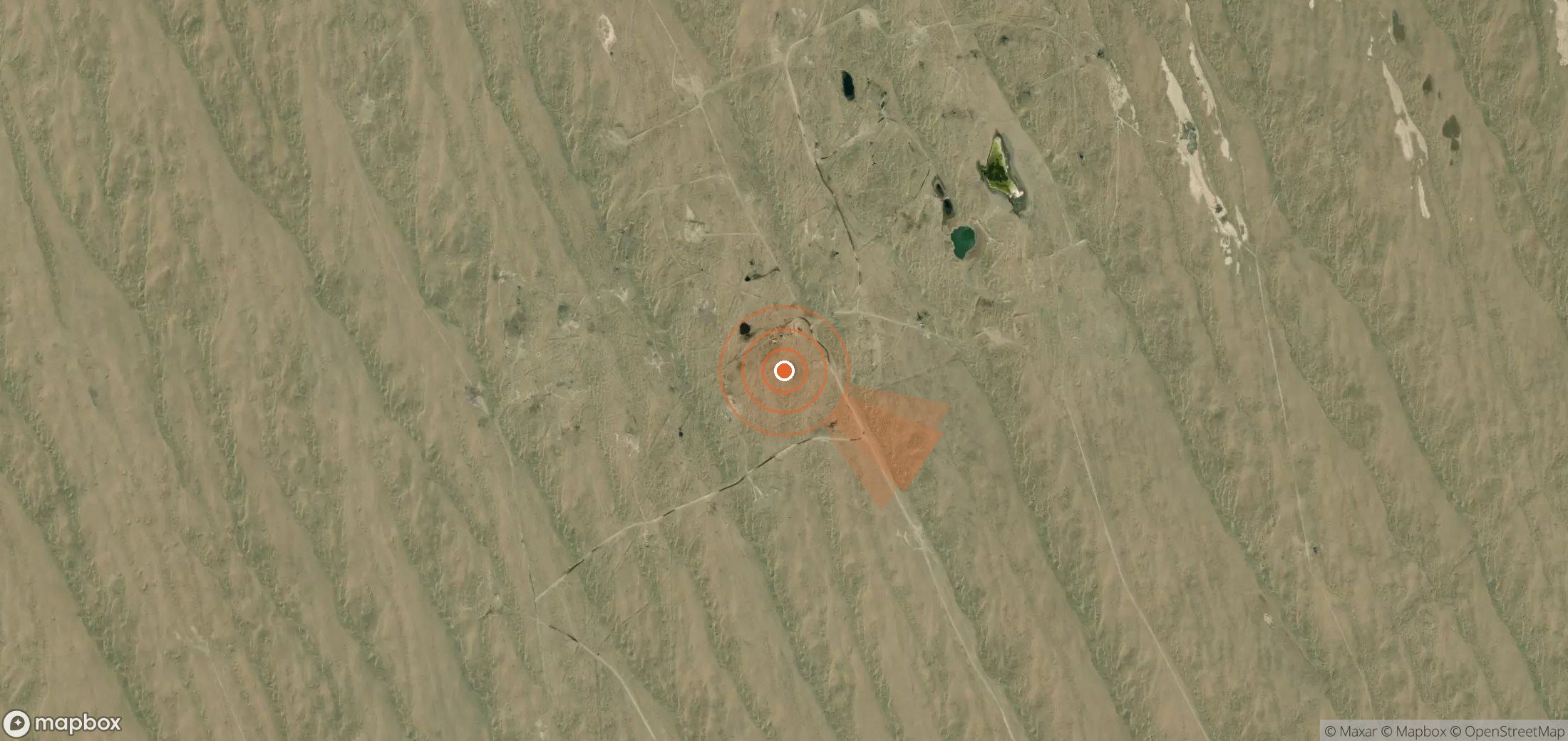 Mapa satelital de plumas de metano en Turkmenistán