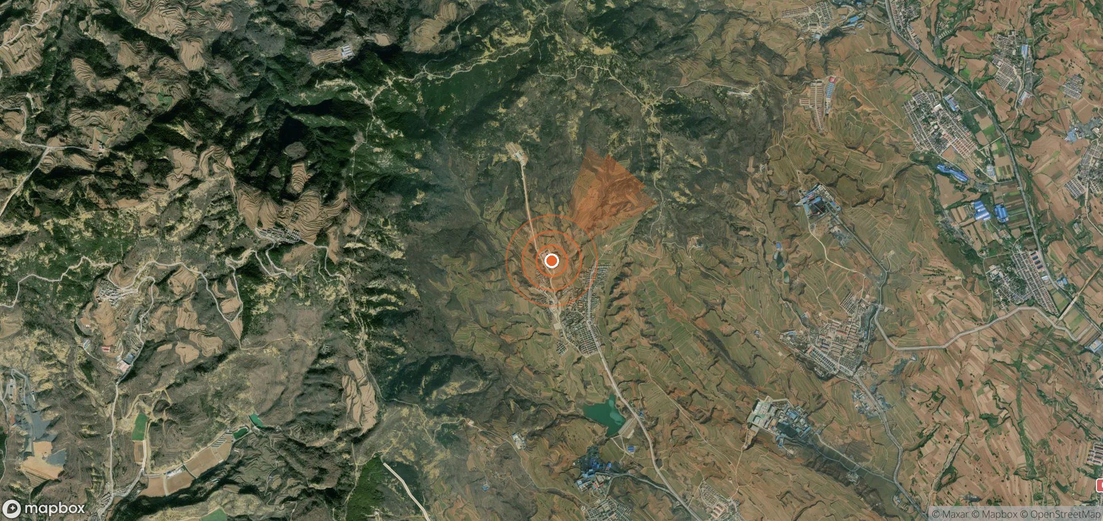 Satellite map of methane plume locations in China