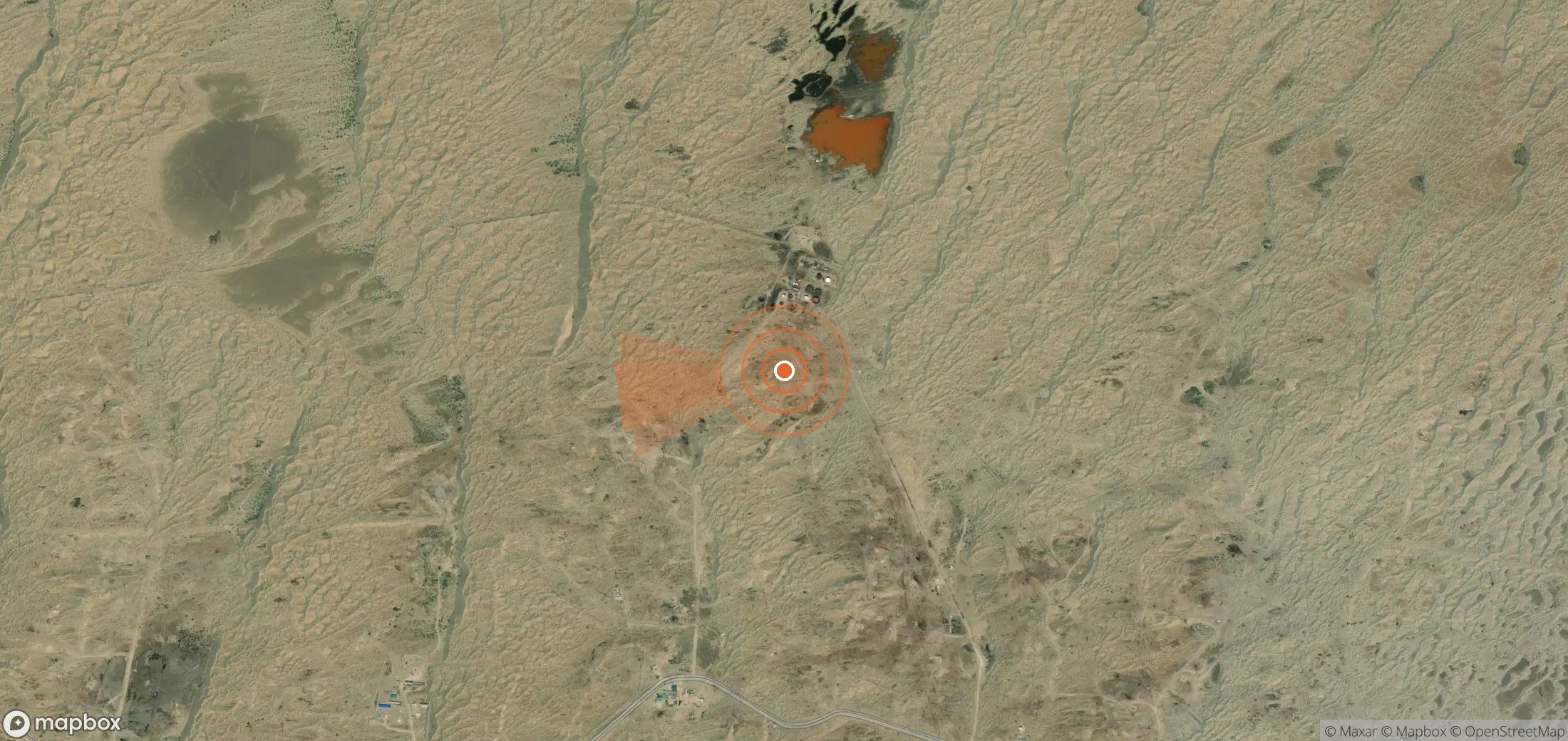 Mapa satelital de plumas de metano en Turkmenistán
