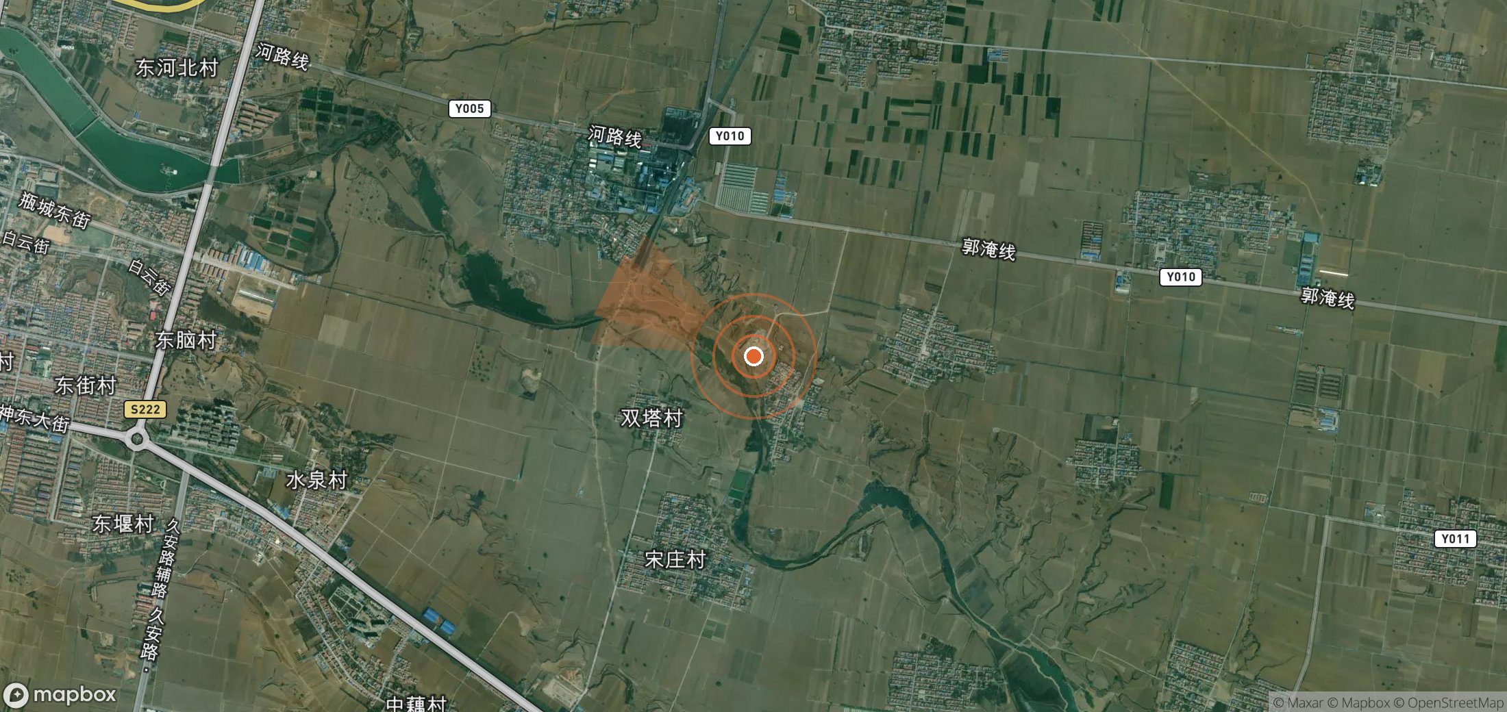 Satellite map of methane plume locations in China