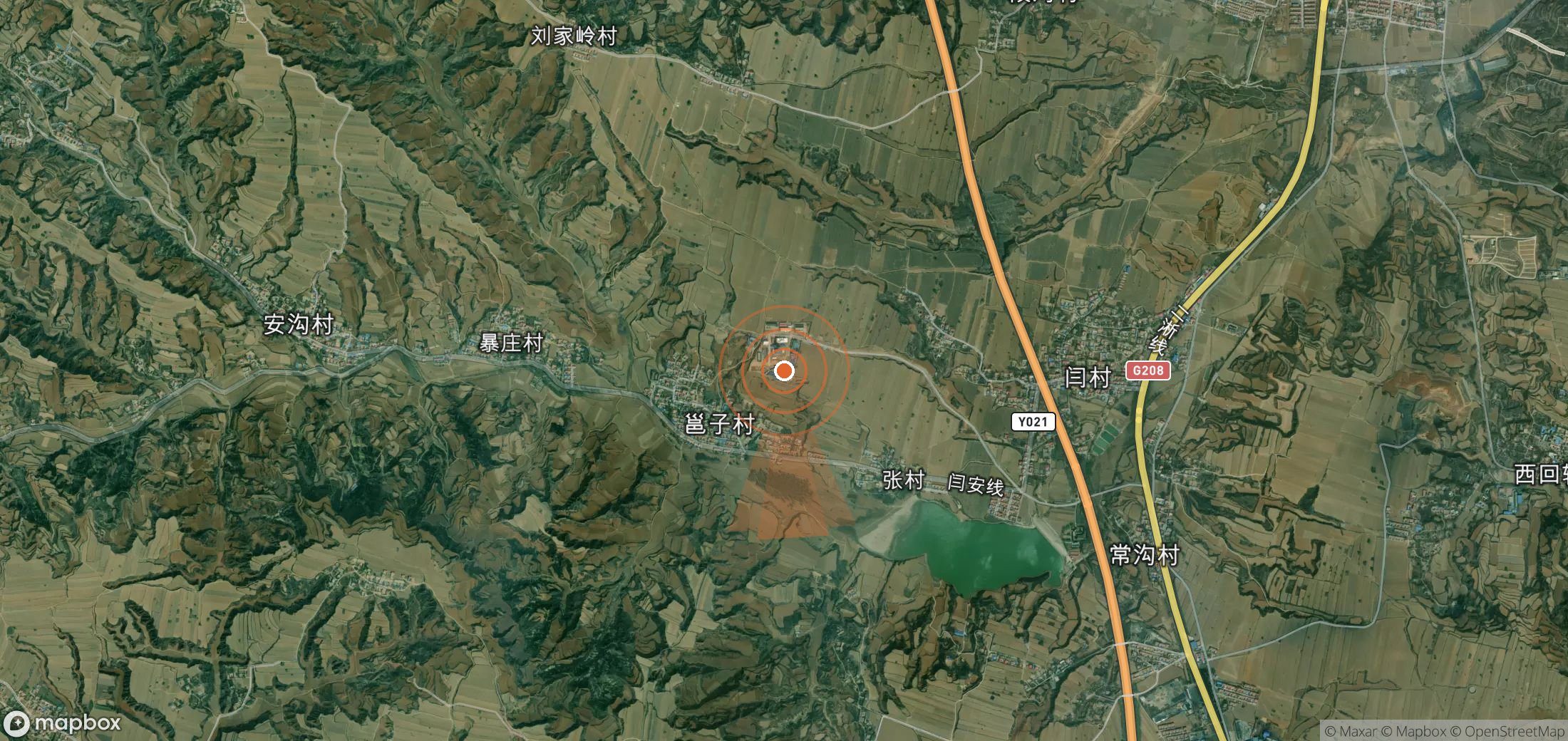 Satellite map of methane plume locations in China