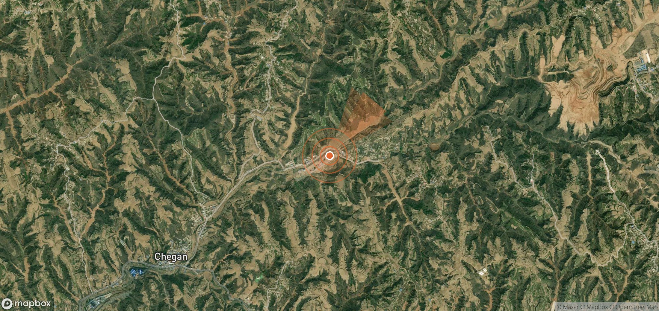 Mapa satelital de plumas de metano en China